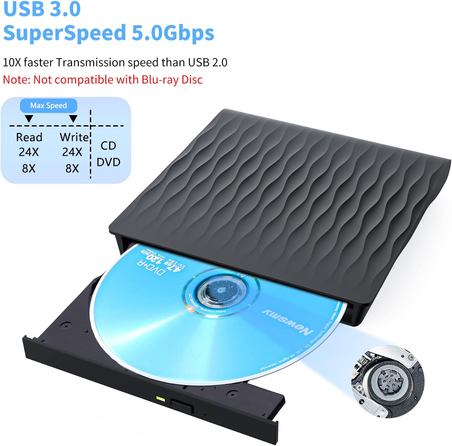Detalle 2 de LPUNCD Externes DVD Laufwerk USB 3.0 💿