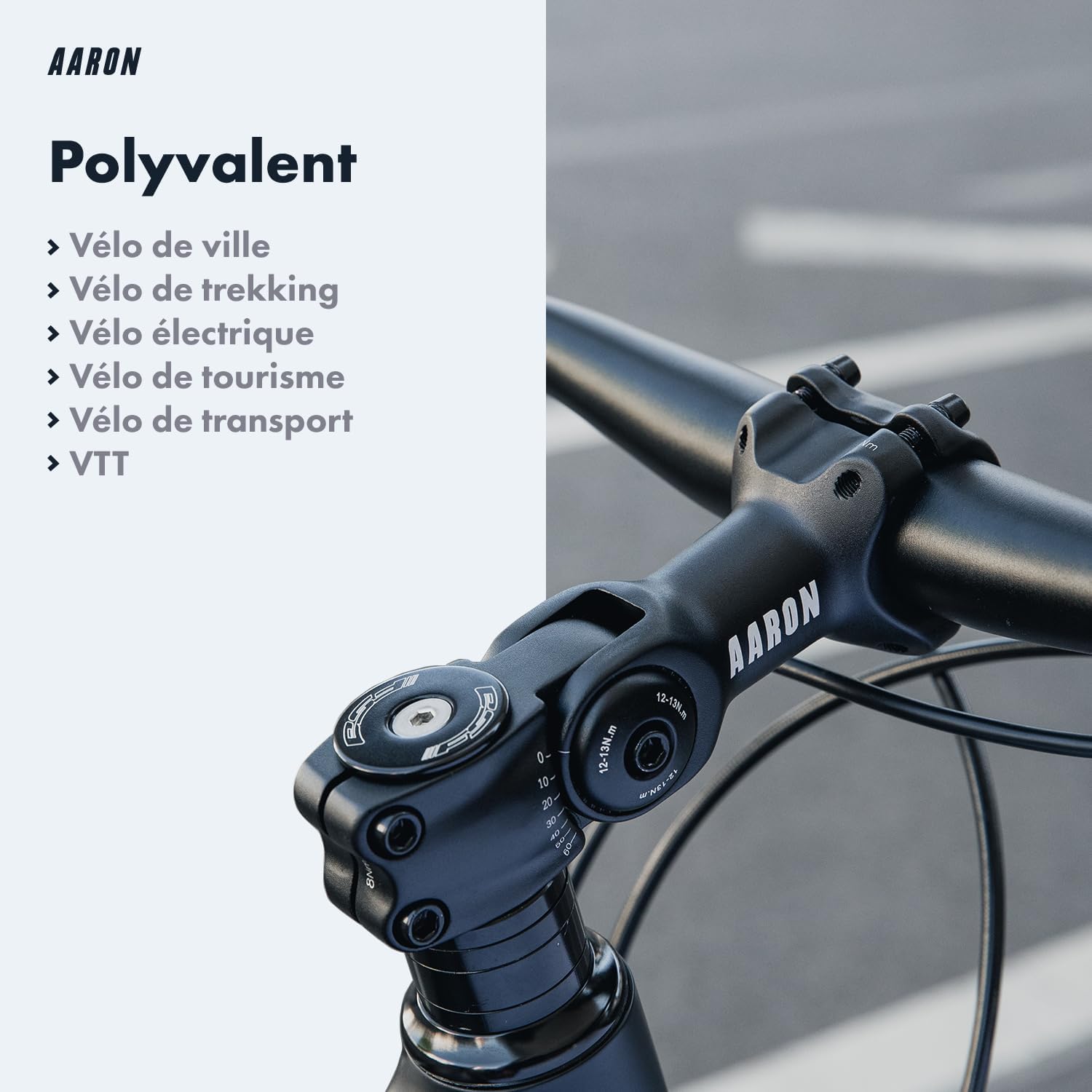 Detalle 2 de Potence de vélo AARON Flex – Potence de guidon réglable en hauteur pour une position assise ergonomique