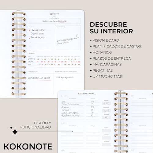 Thumbnail 1 de Kokonote Agenda 2026 Semana Vista A5 Mocha Bloom, 17 meses 📚