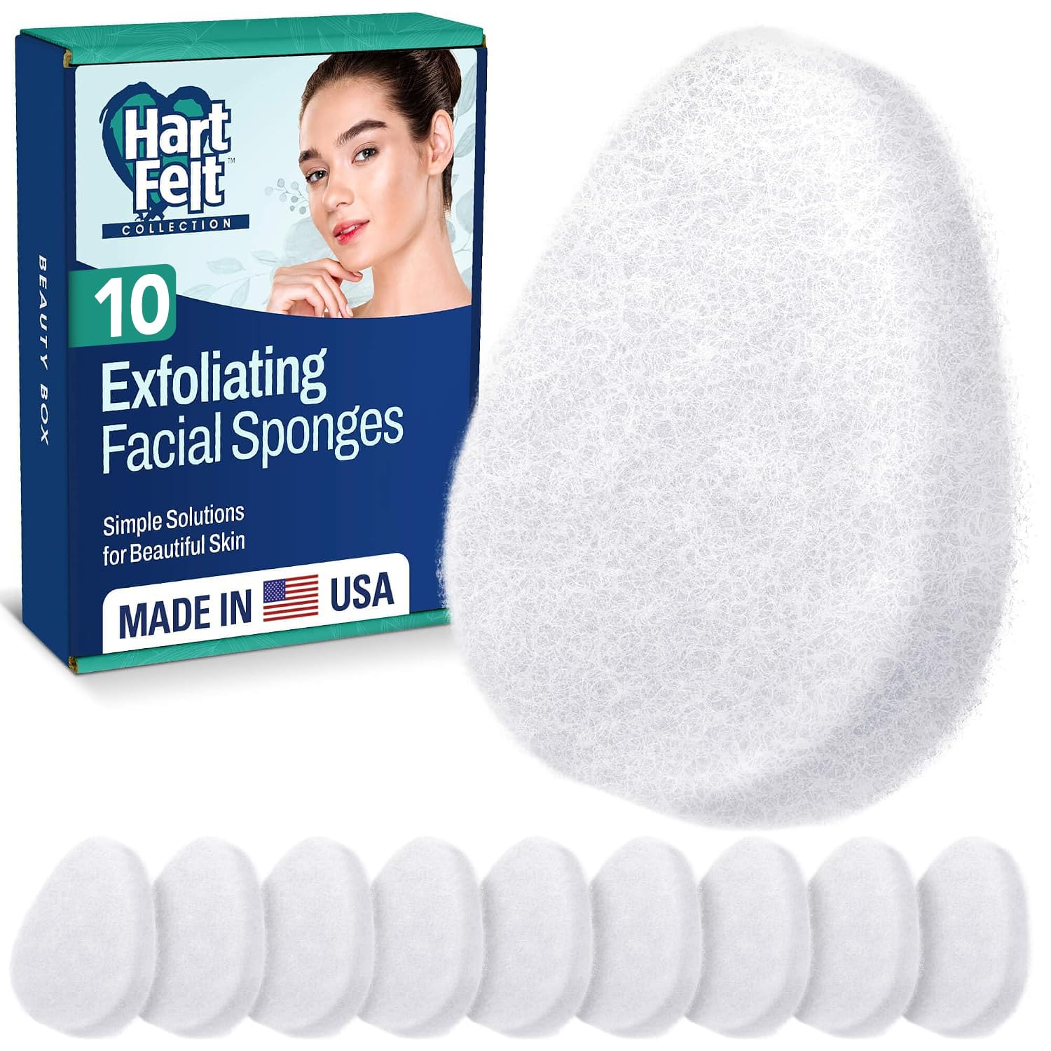 HartFelt Regular Exfoliating Facial Sponge 10-pack