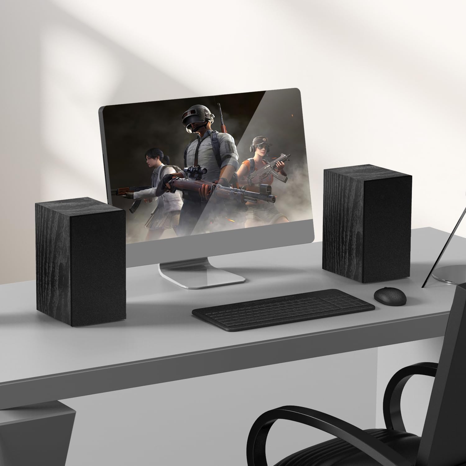 Detalle de Elimavi Active Bookshelf Speakers 2.0: 30W x 2 with 4" Woofers and 3.5mm/RC A inputs