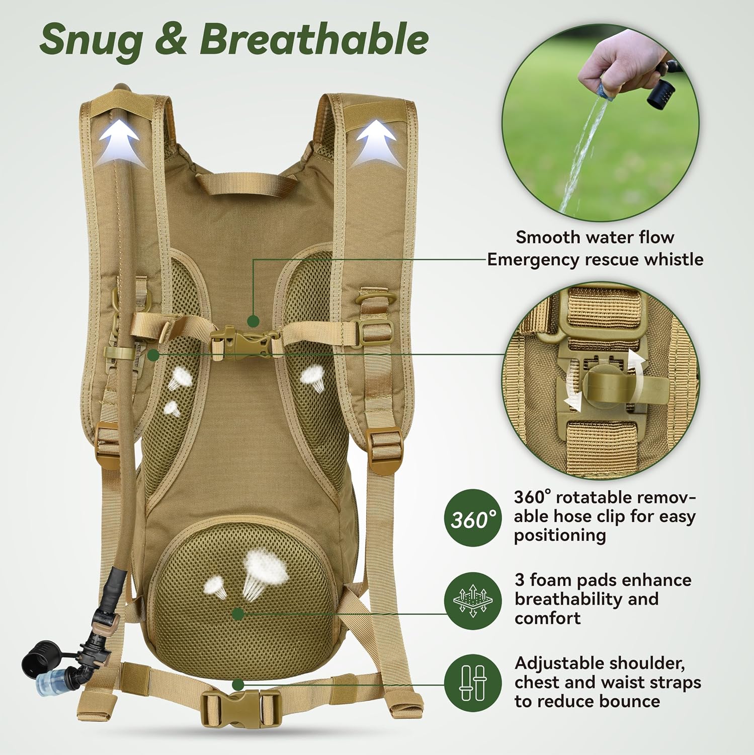Thumbnail 4 de MARCHWAY Tactical Molle Hydration Pack Backpack: 3L TPU Bladder for Active Outdoor Use