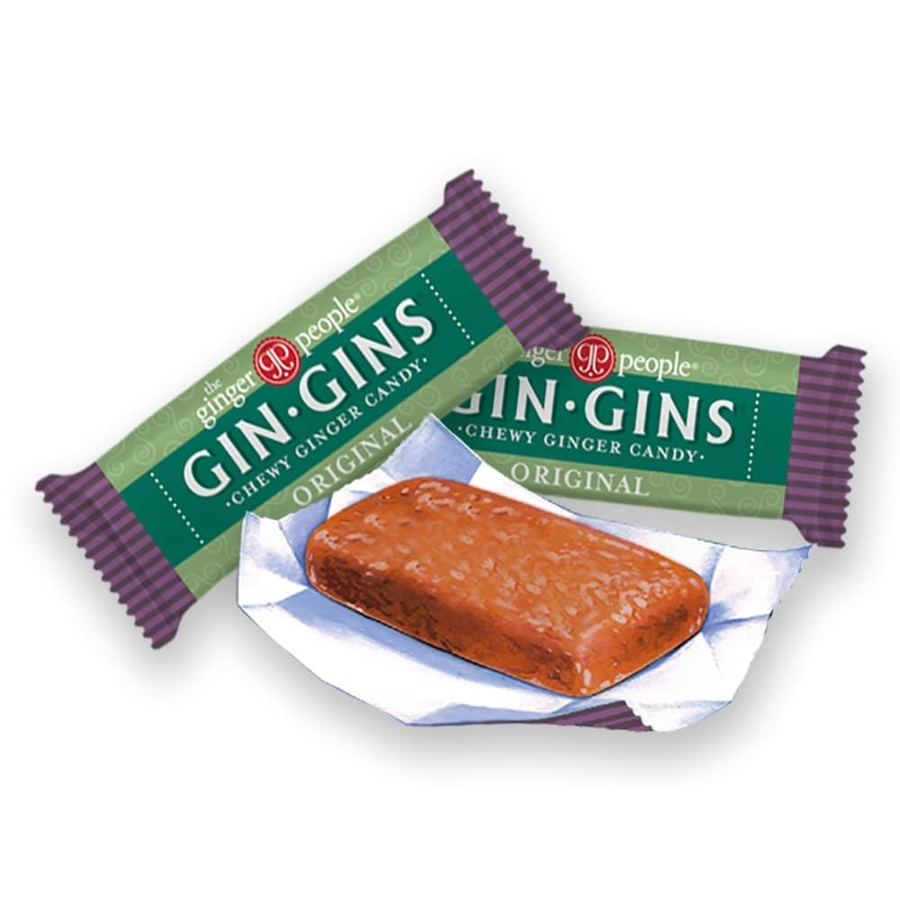 Detalle de GIN GINS Original Ginger Chews, 10% Fresh Ginger, 1 lb, 2-Pack