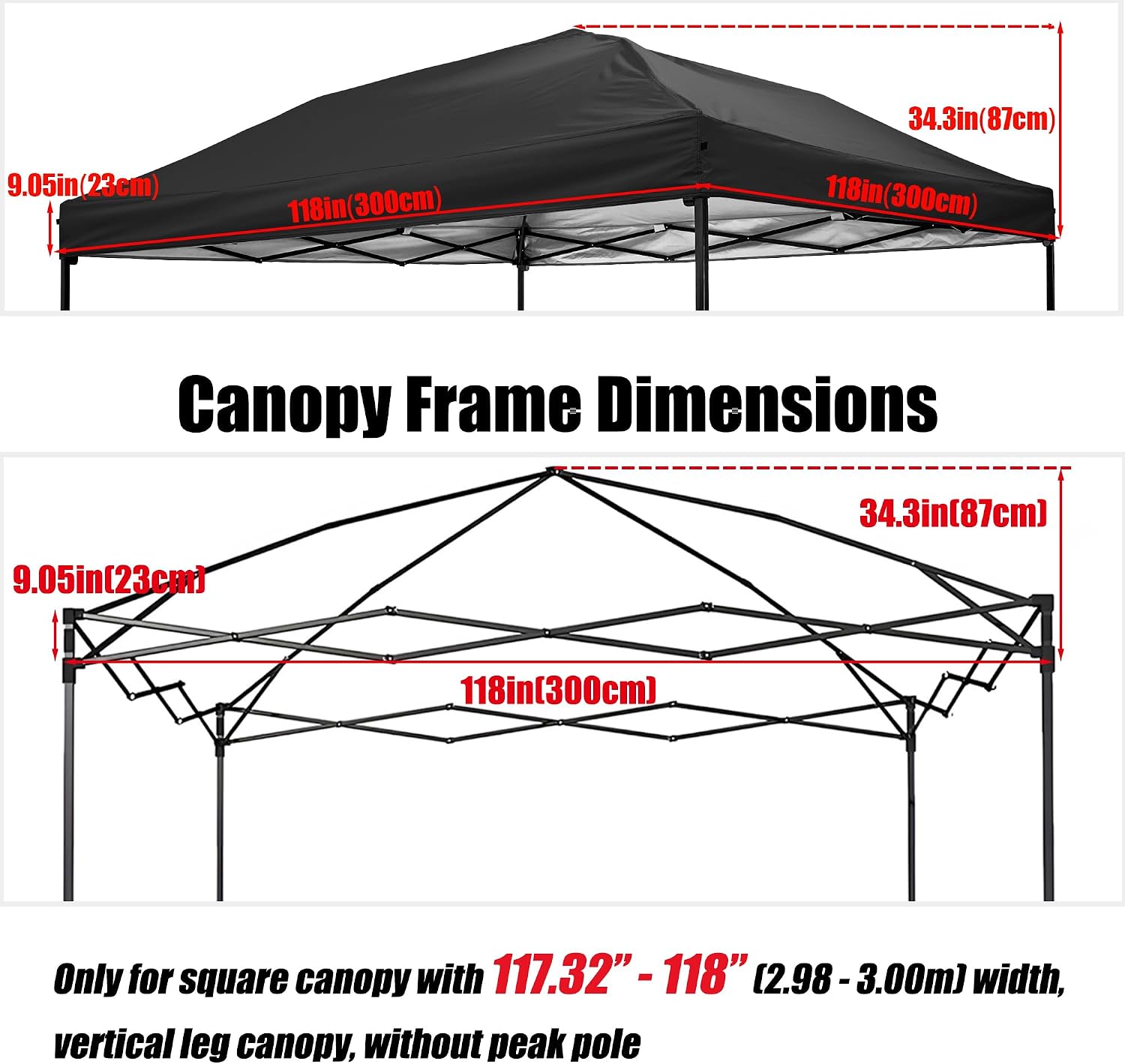 Detalle de NINAT 10x10 ft Replacement Canopy Top, Black Polyester, Waterproof UV Protection