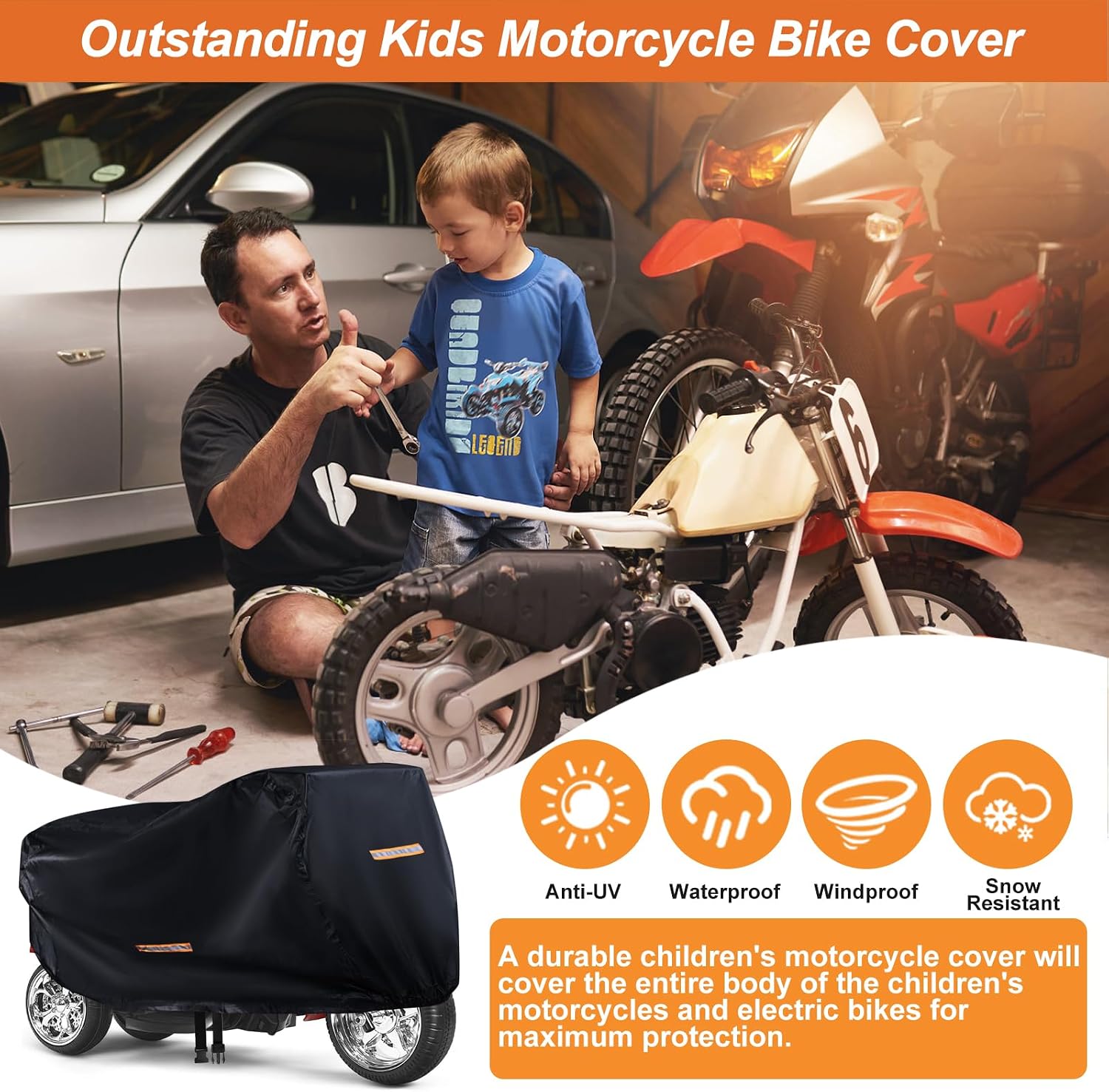 Detalle 2 de Kids Bike Cover 420D Oxford Fabric
