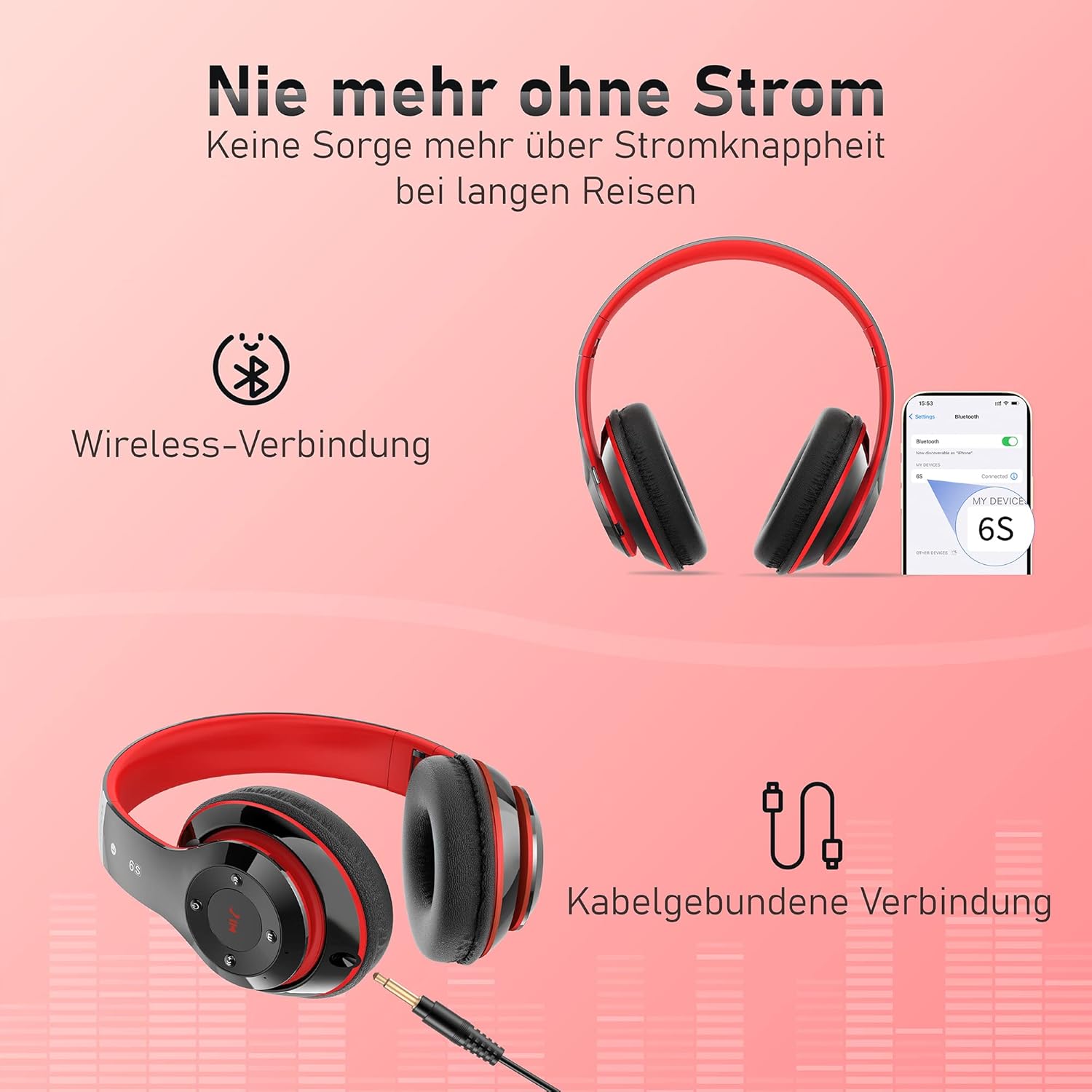 Thumbnail 4 de Lankey Sound Kabellose Over-Ear-Kopfhörer mit 6 EQ-Modi und langem Akku – Bluetooth 5.3