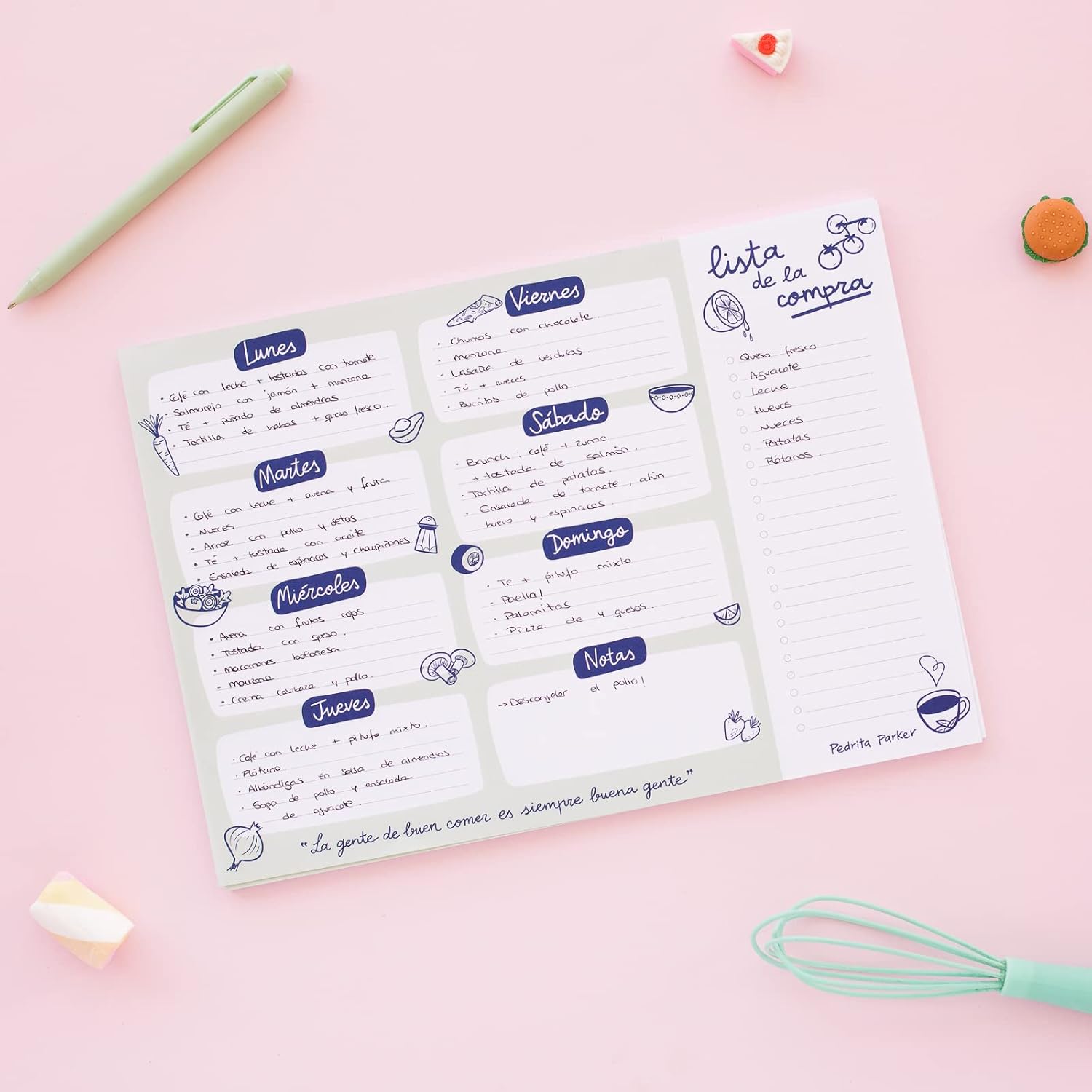 Thumbnail 4 de Planificateur de repas hebdomadaire – Planificateur et liste de courses A4 (52 feuilles) Pedrita Parker