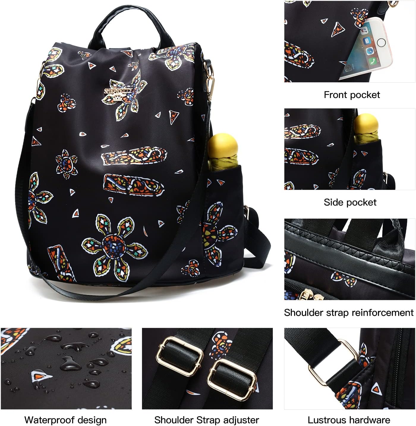 Detalle de Shepretty Zaino piccolo da donna: borsa impermeabile, versatilità e design antifurto