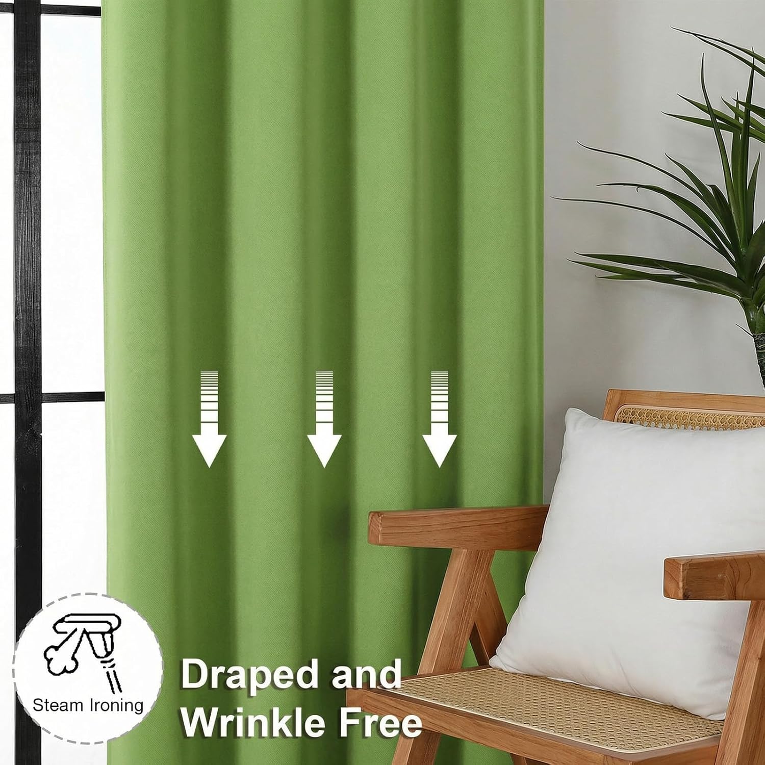 Thumbnail 6 de Simplebrand Ava Lime Short Blackout Curtains for Bedroom – 2 Panels, 40W x 54L Each