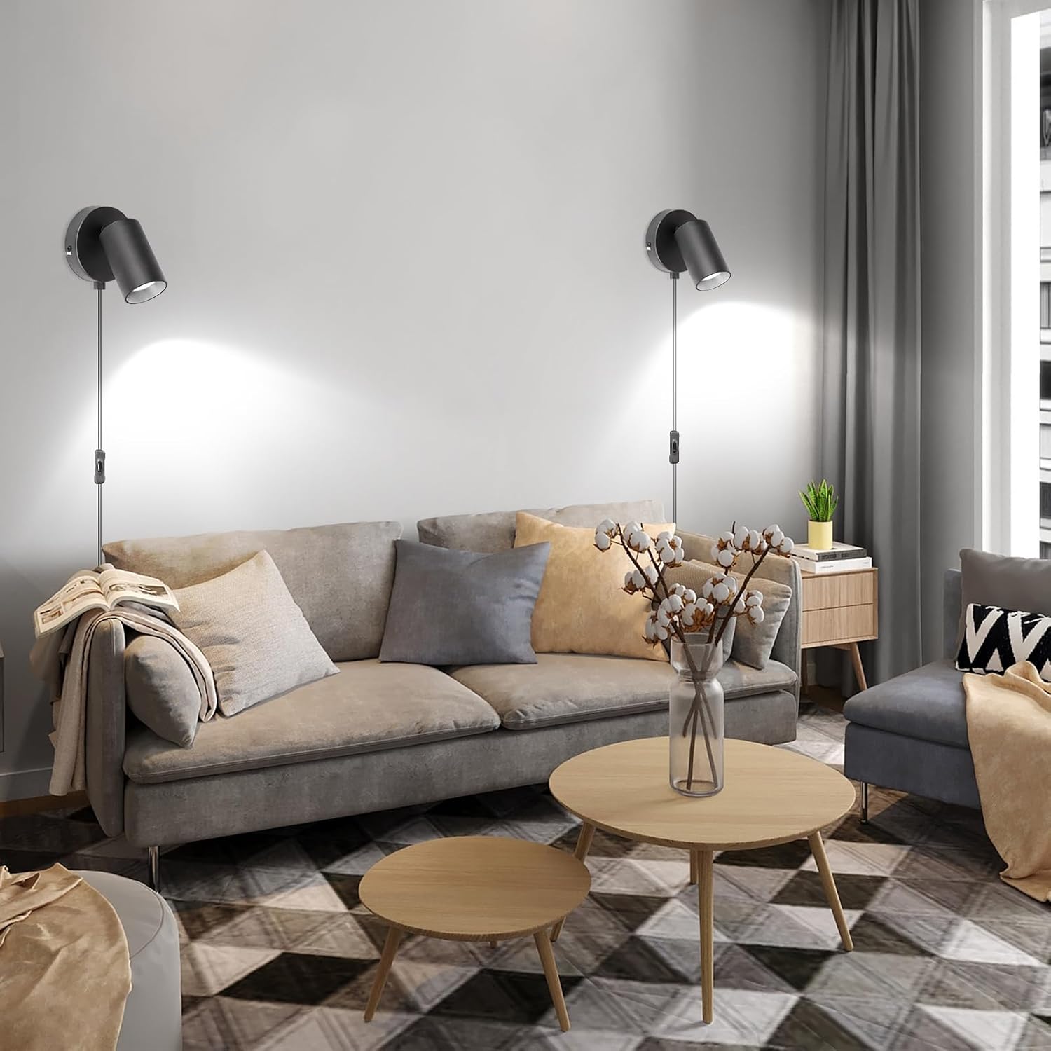 Thumbnail 4 de TaFiCo 2023/2563040 wandlamp met stekker, kabel en richtbare spot
