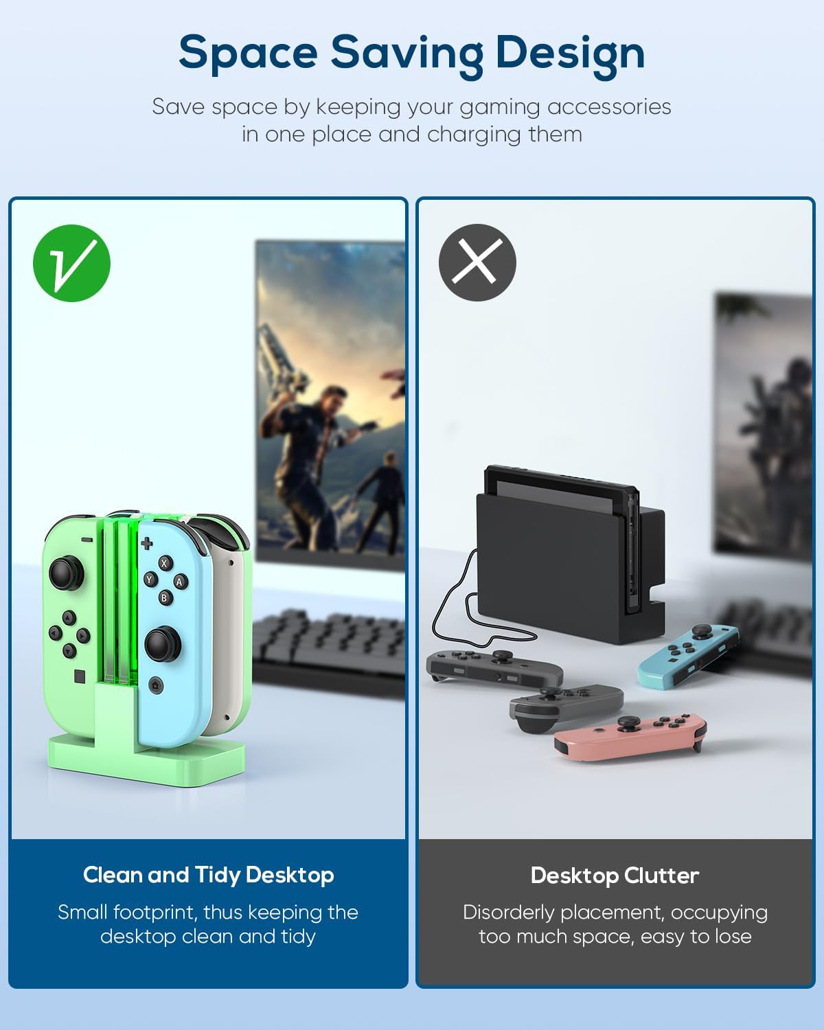 Detalle de FYOUNG Joy-Con Switch Charger Dock with LED Light Bar (for Nintendo Switch / Switch OLED)