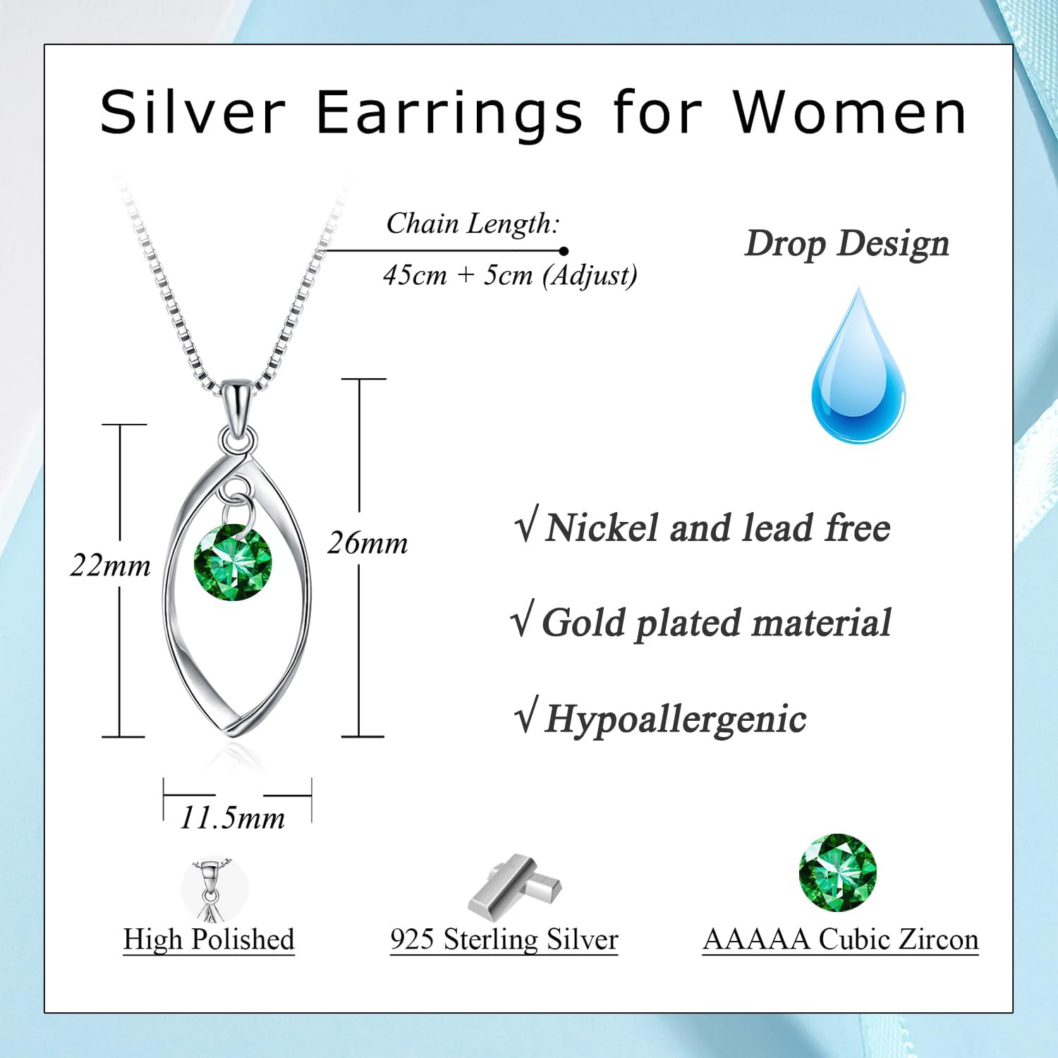 Thumbnail 1 de Zolkamery Schmuckset Silber 925 Damen – Twist Halskette & Ohrringe mit Zirkonia