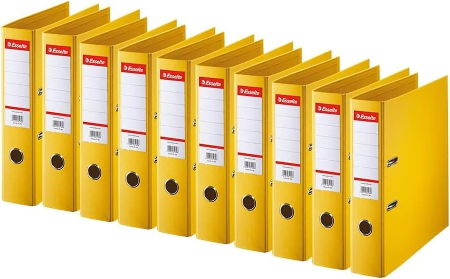 Esselte Classeur à levier A4 Standard – Lot de 10 (Jaune) – Capacité 550 feuilles