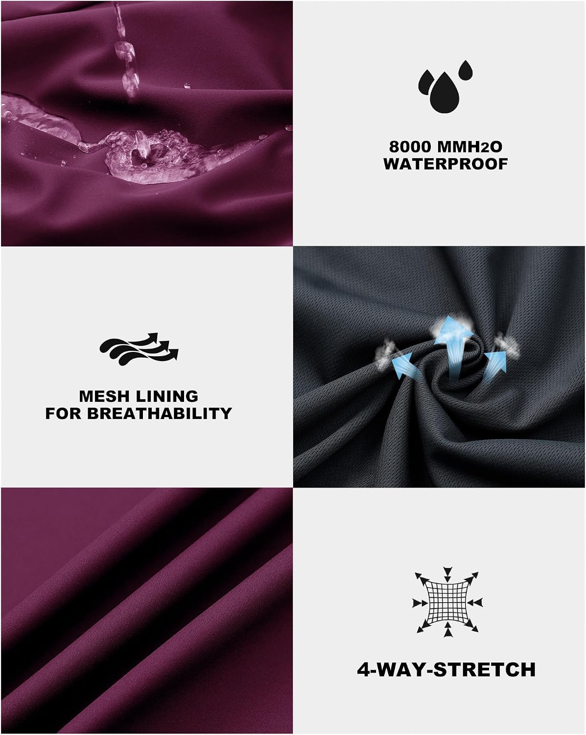 Detalle 2 de Outdoor Ventures Damen wasserdichte Softshelljacke mit Kapuze – Winddicht für Radfahren & Wandern