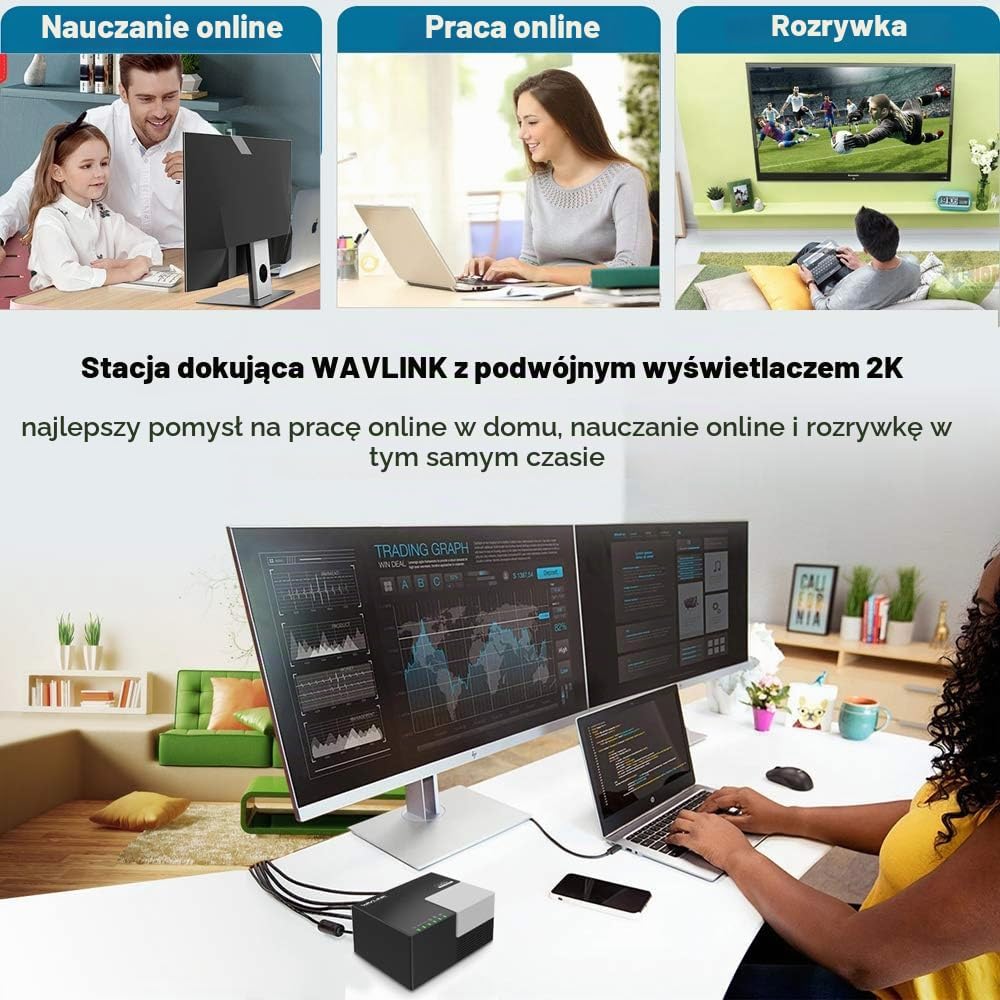 Thumbnail 4 de WAVLINK stacja dokująca USB 3.0/USB-C, dwa wyjścia wideo i Gigabit LAN