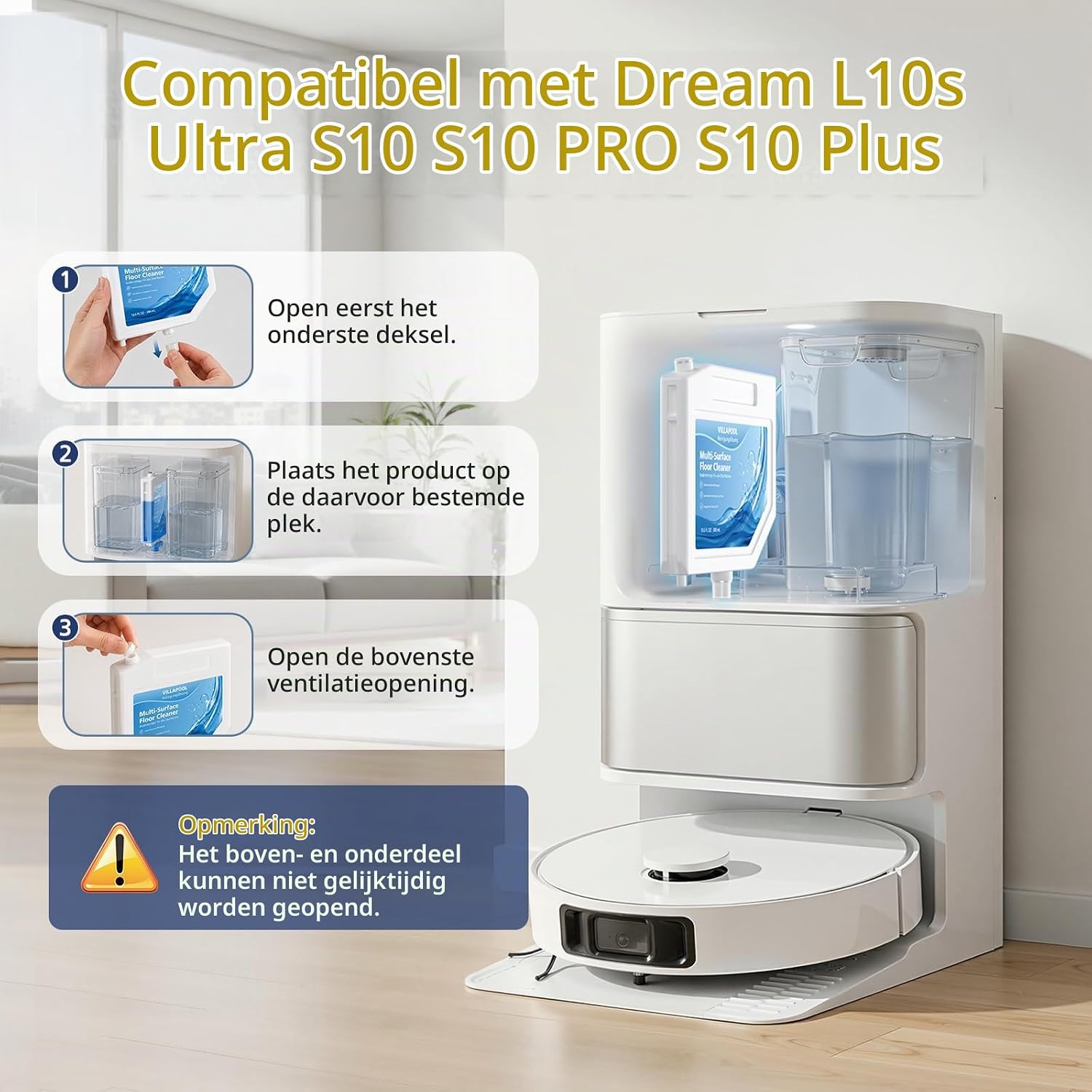 Detalle 2 de VILLAPOOL vloerreiniger 3 × 300 ml voor Dreame L10s Ultra en S10