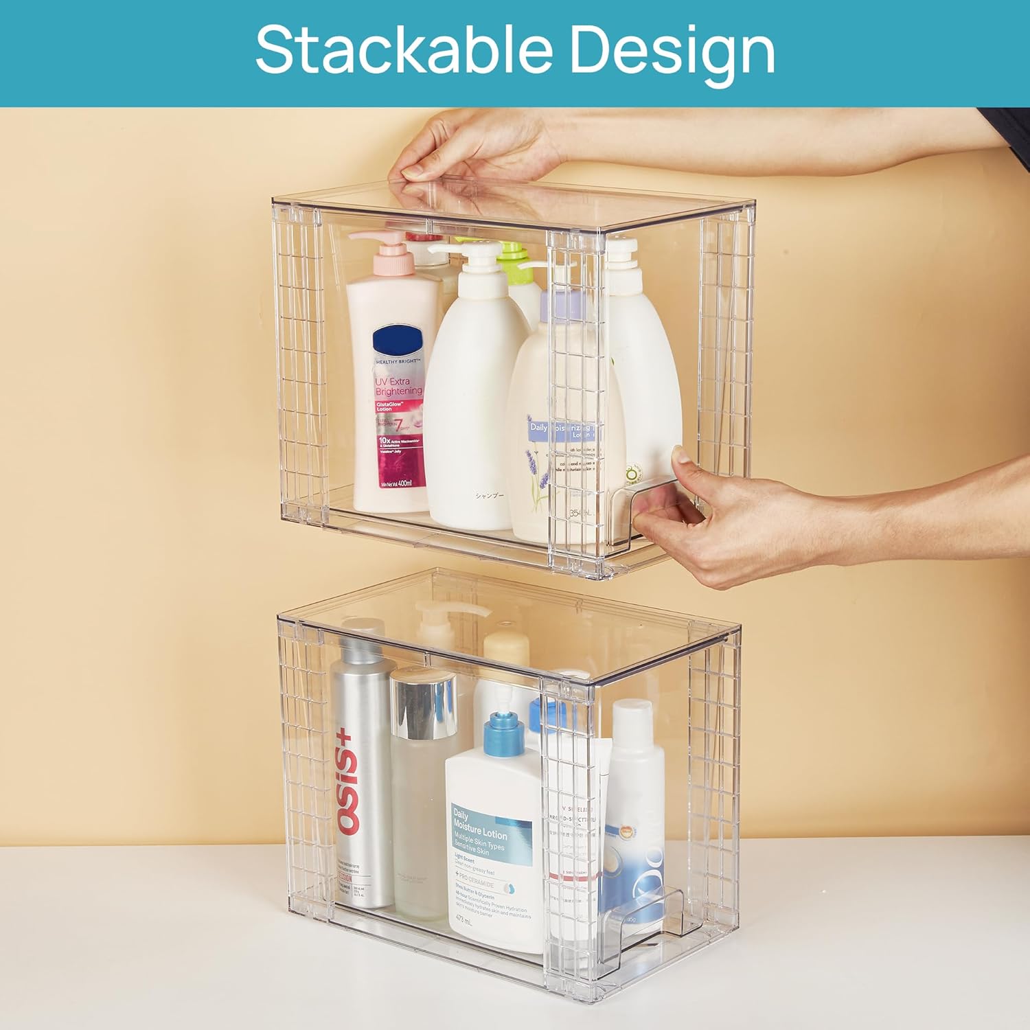 Thumbnail 6 de Vtopmart 4 Pack Clear Stackable Storage Drawers 9.7"