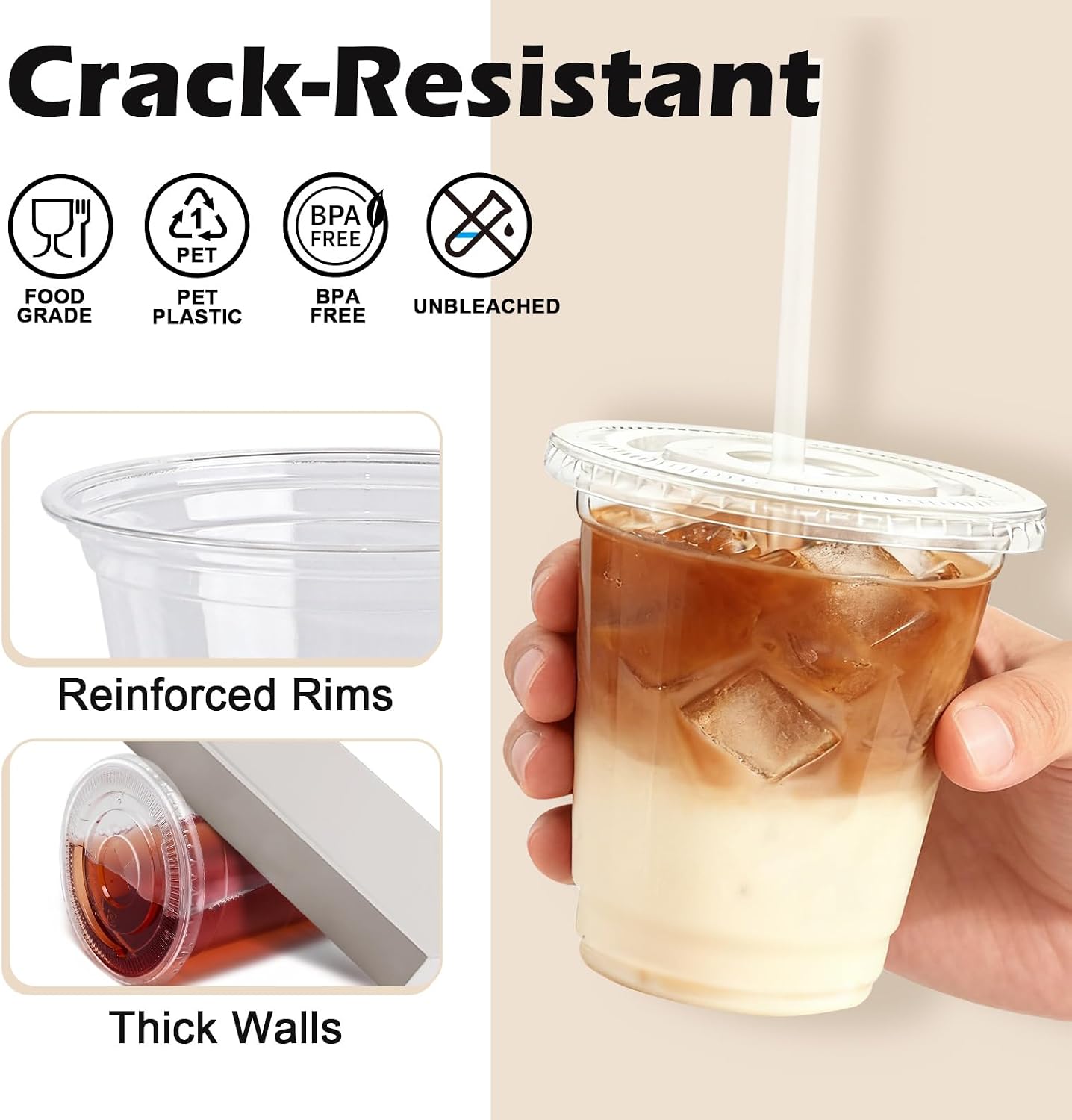 Detalle de Lamosi Disposable Plastic Cups, 12 oz