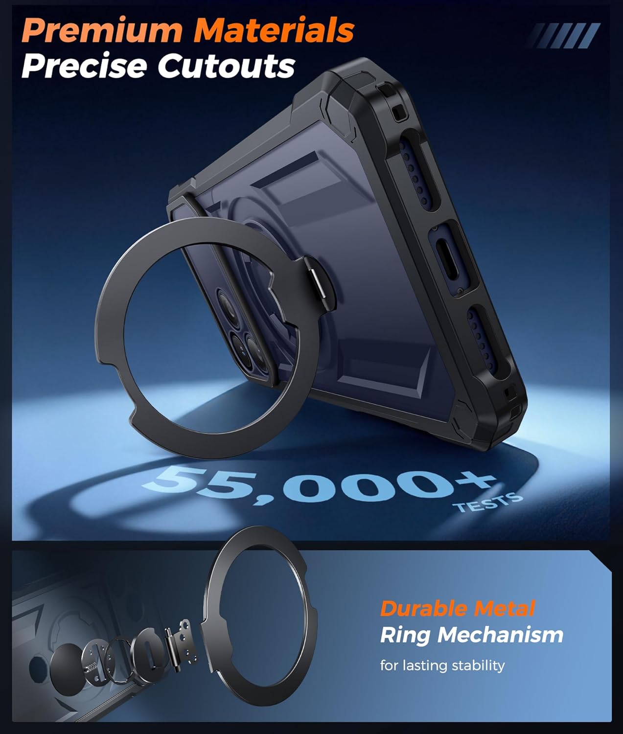 Thumbnail 5 de FNTCASE for iPhone 17 Pro Max Case with MagSafe + 360° Magnetic Kickstand + Tempered Glass Screen Protector (Black)