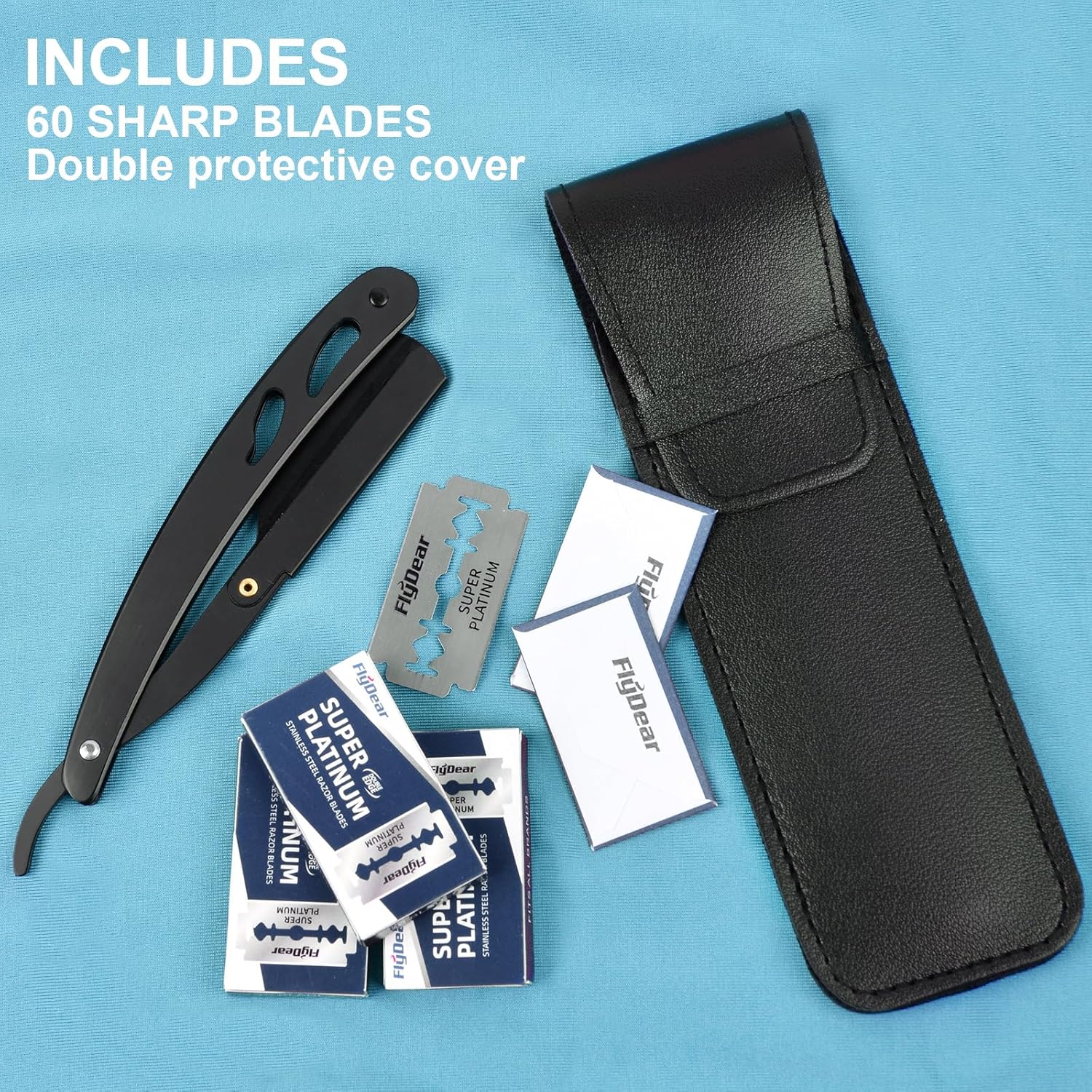 Thumbnail 4 de URAQT Rasoio da barbiere manuale in acciaio inox con 60 mezze lamette, nero