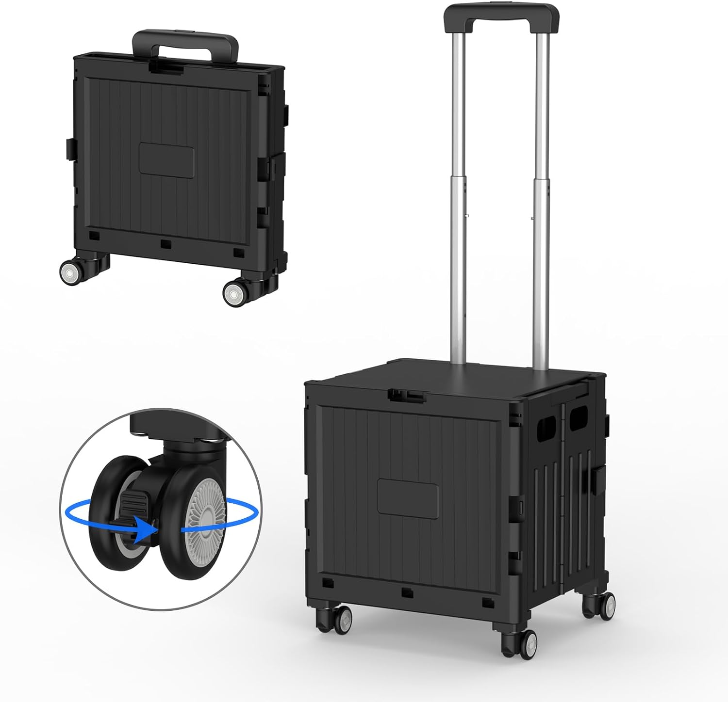 Marketero Collapsible Shopping Box Trolley with Lid, 360° Wheels & Telescopic Handle (HGH189)