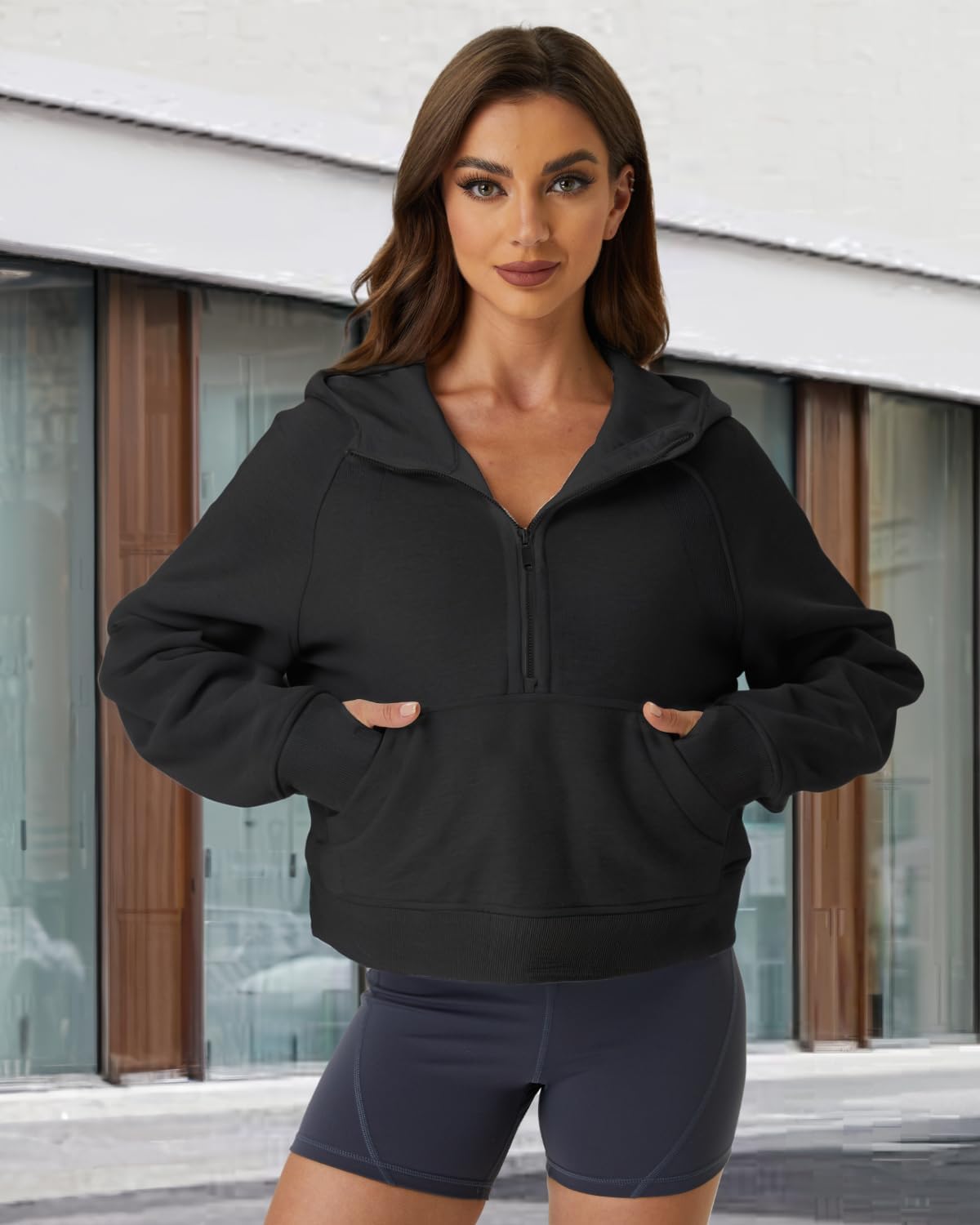 Thumbnail 1 de Friptspyg Sweat à capuche en velours pour femme : polaire chaude, manches longues et grande poche