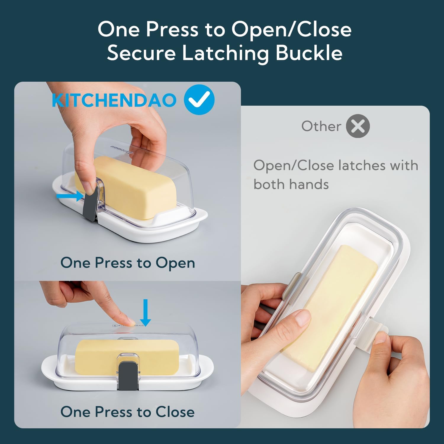 Detalle 2 de KITCHENDAO One-handed Butter Dish 🧈