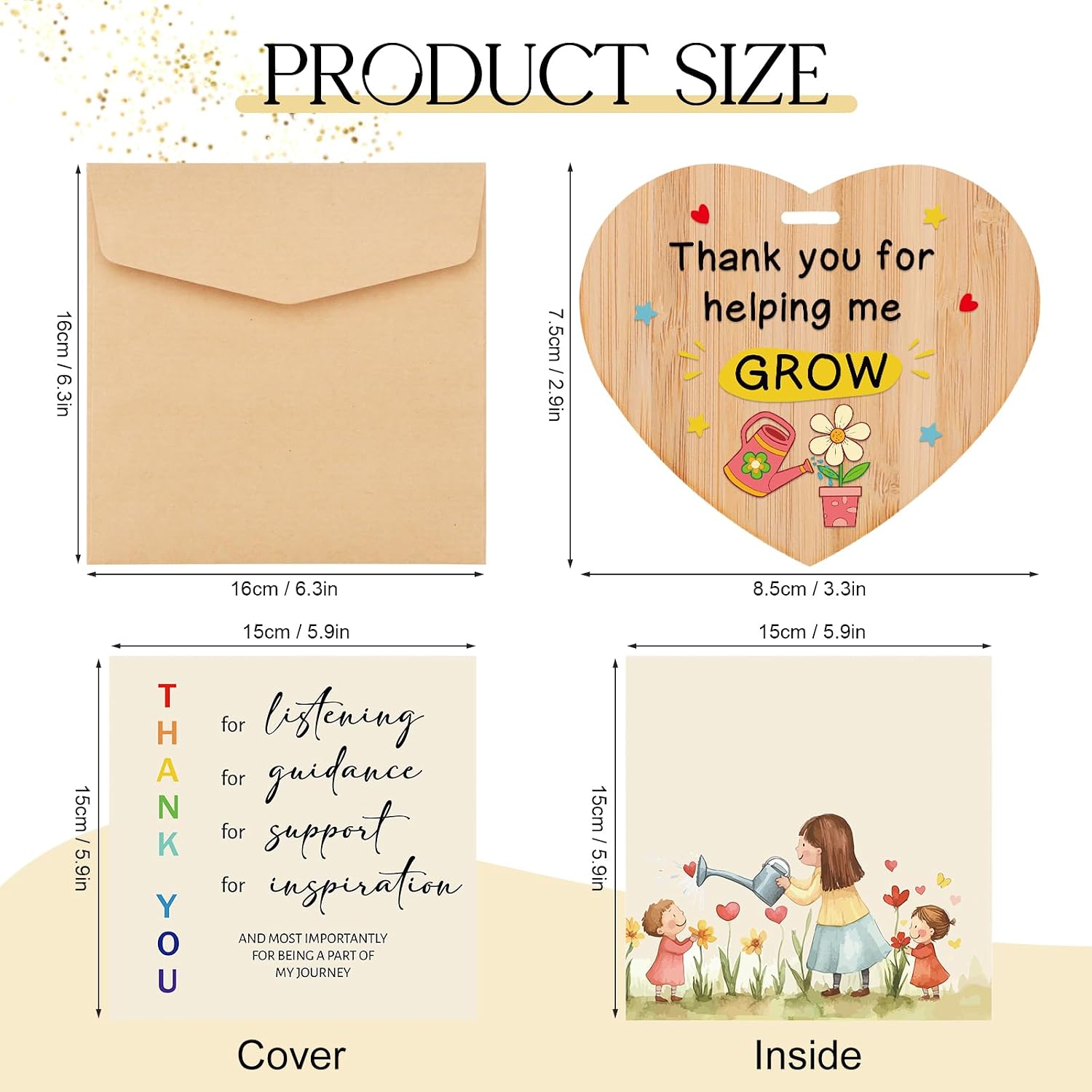 Thumbnail 1 de Tulolvae Thank You Teacher Cards: Wooden Heart Gift Set for Thoughtful Teacher Appreciation