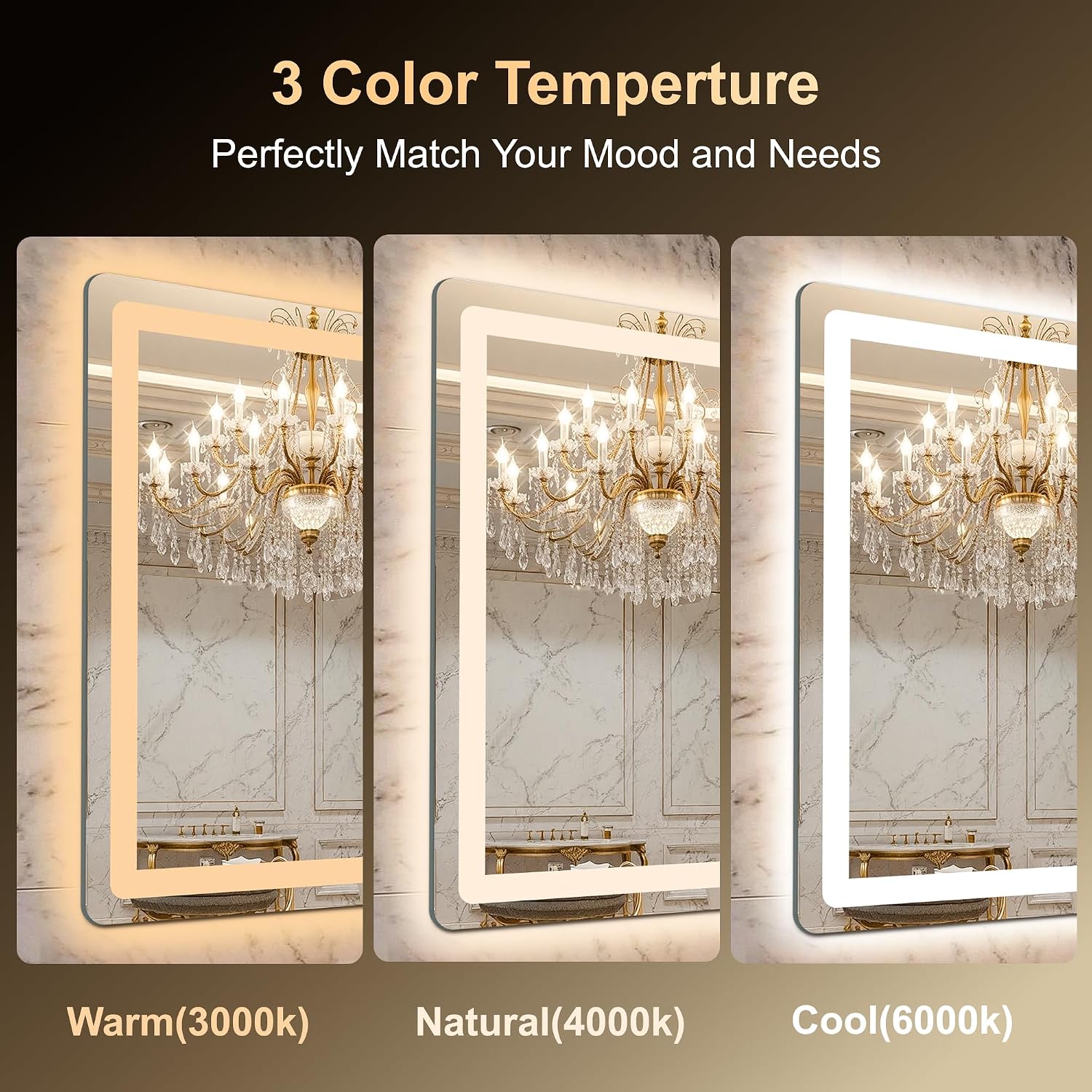 Detalle de LAWADA LED Bathroom Mirror, 24 x 36 inches
