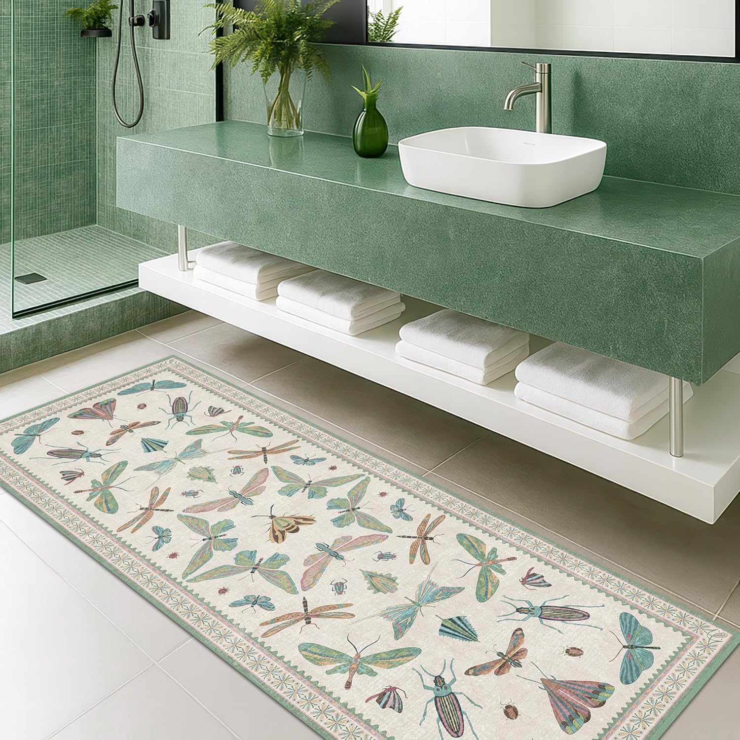 Detalle de Hazo Haus Mint Green Washable Rug 2x4
