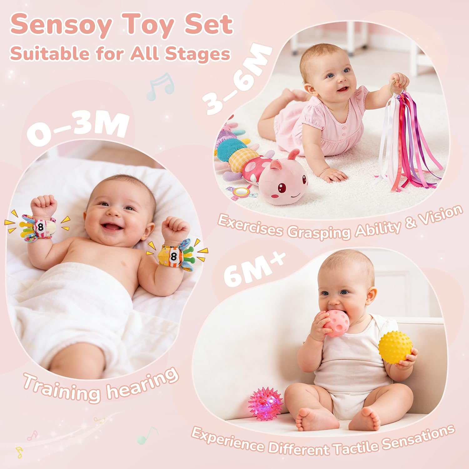Thumbnail 4 de Joyreal Baby Girl Toys: 10-Piece Sensory Set for Newborns