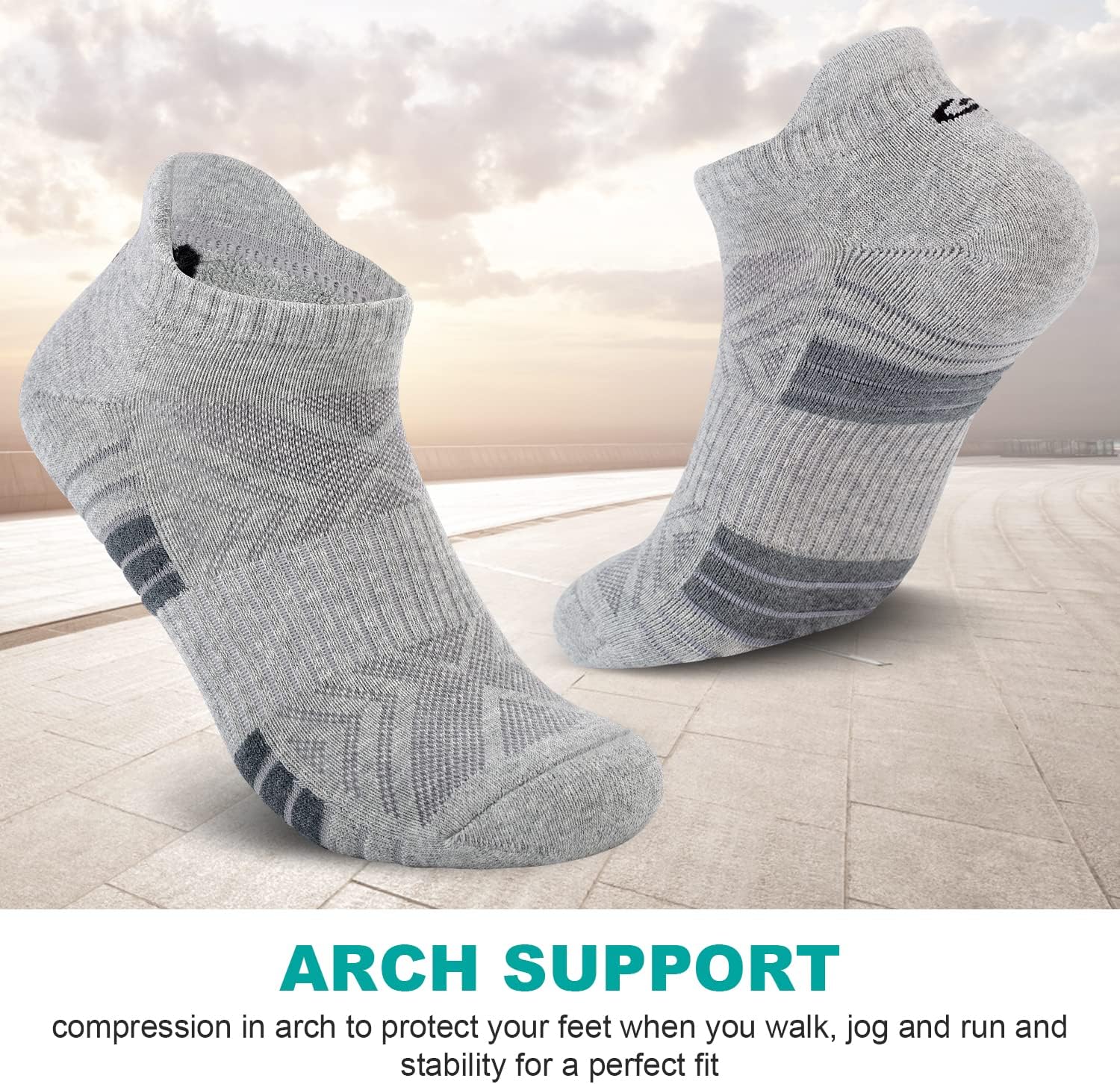 Thumbnail 1 de coskefy Thick Cushion Running Socks (Ankle, Anti-Blister) – 6 Pairs