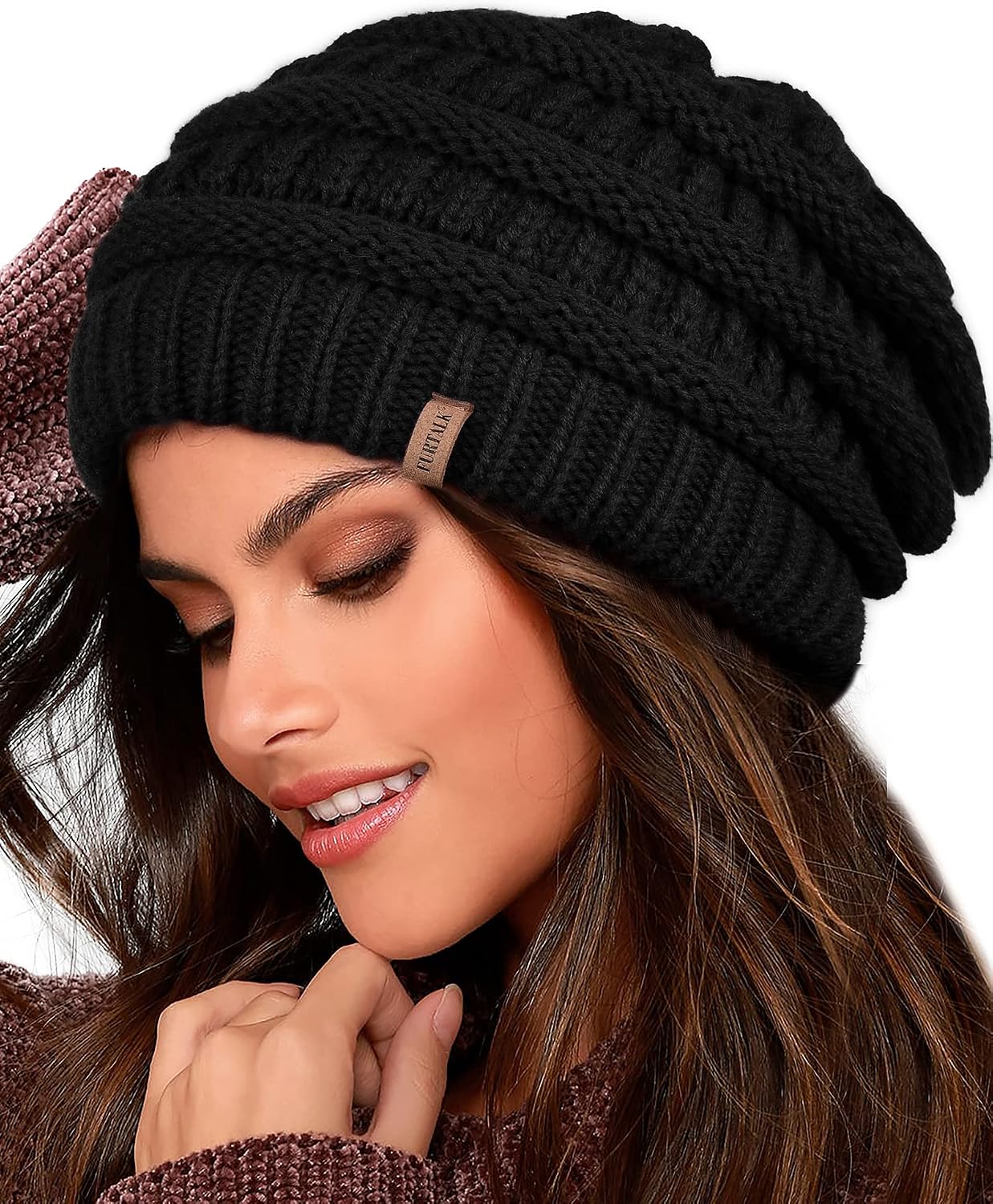 Detalle de FURTALK Damen Beanie Warme Strickmütze