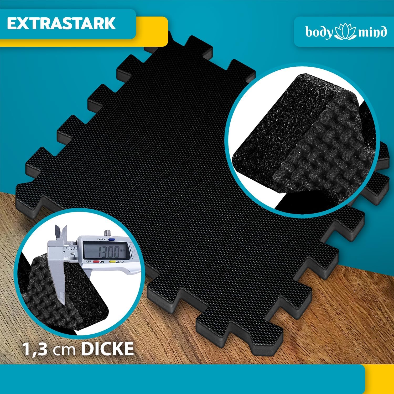 Thumbnail 1 de Body & Mind Boden-Schutzmatten XXL Set – Fitnessmatte Puzzle-Matte aus EVA (54-teilig, ca. 1,36 m²)