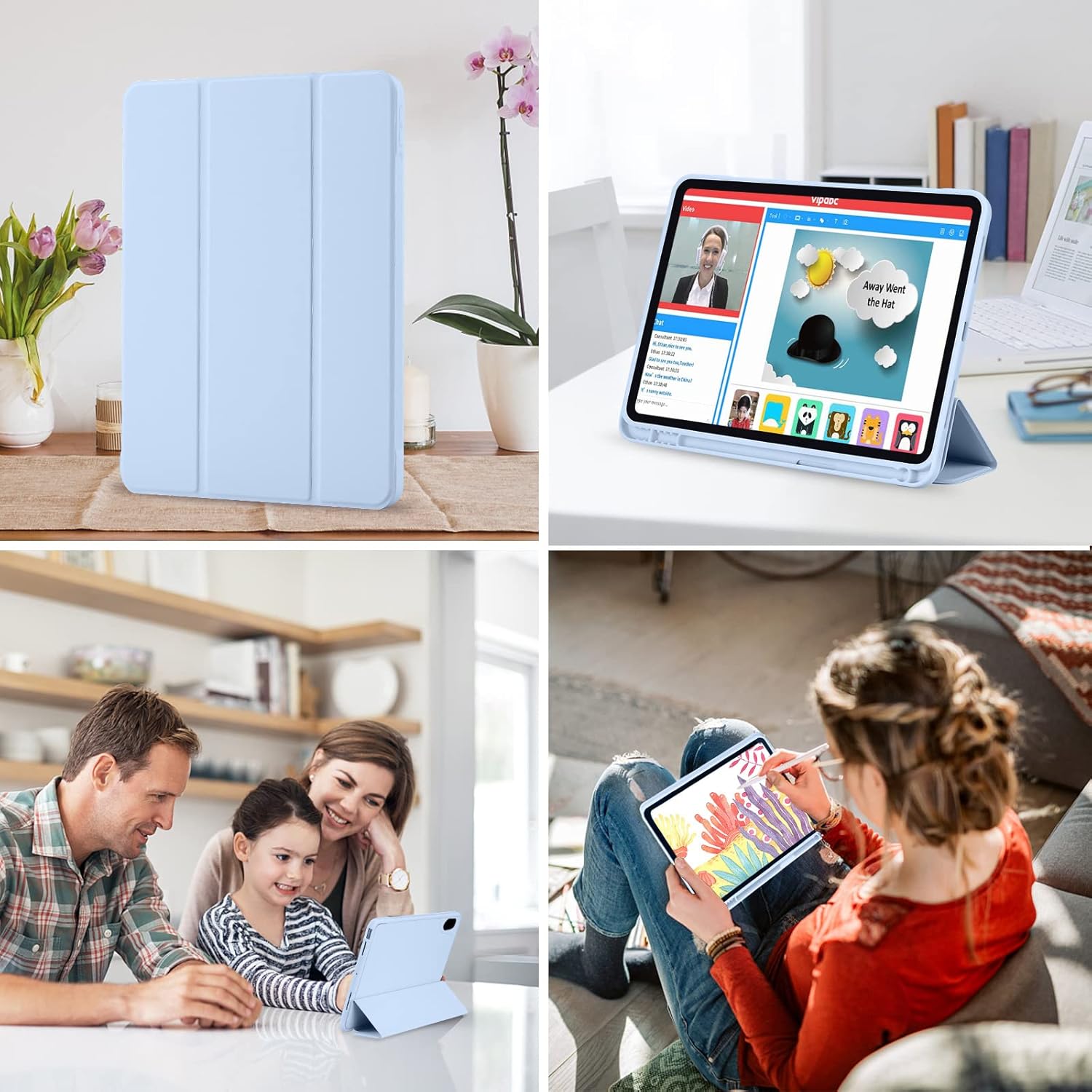 Thumbnail 6 de Hülle für iPad 11. Generation (A16, 2025) & iPad 10. Generation (2022) – Hellblau mit Stifthalter, Ständer & Schlaf/Wachen