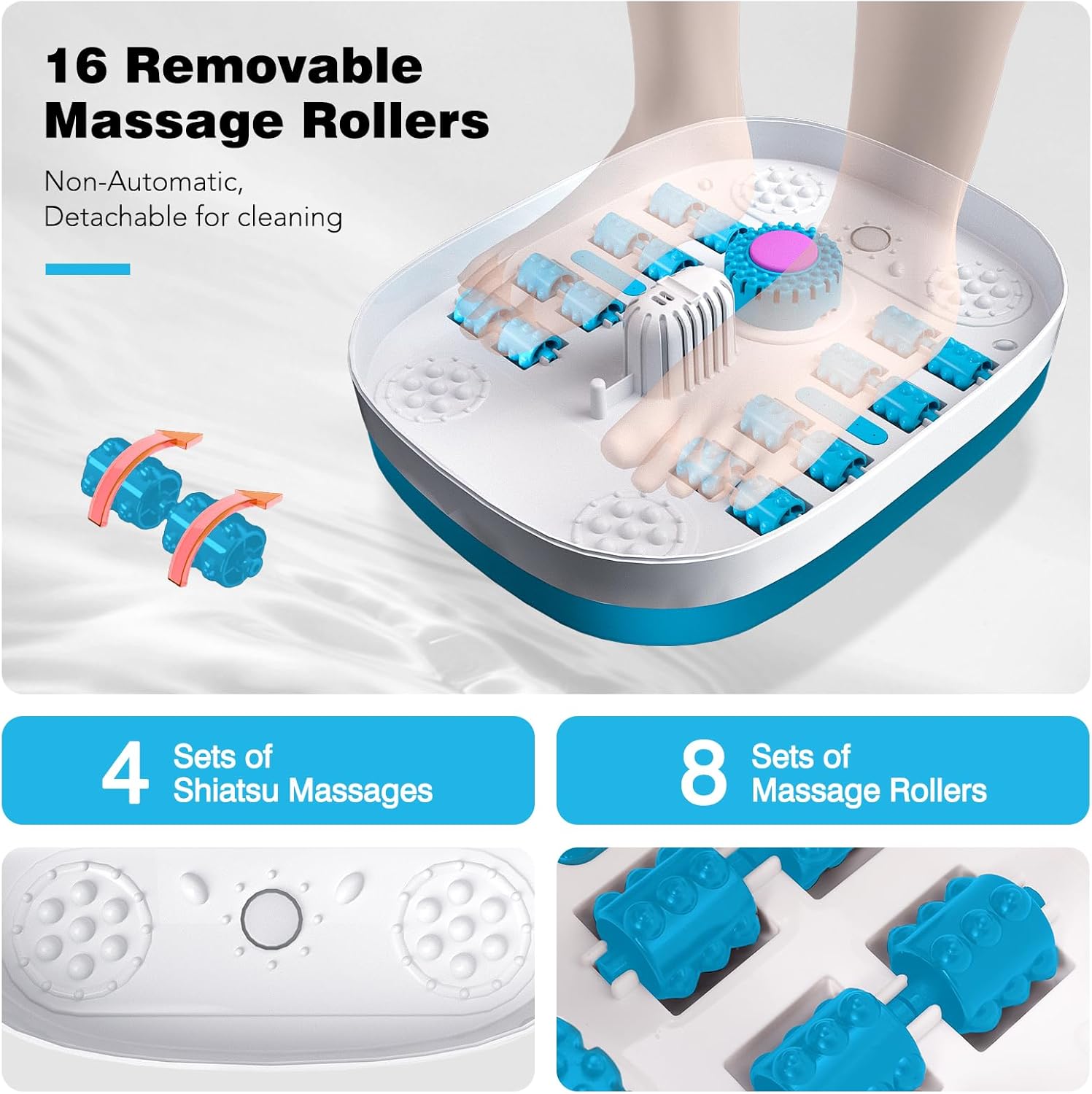 Detalle de KNQZE Collapsible Foot Spa with Heat, Remote Control, and Massage Features