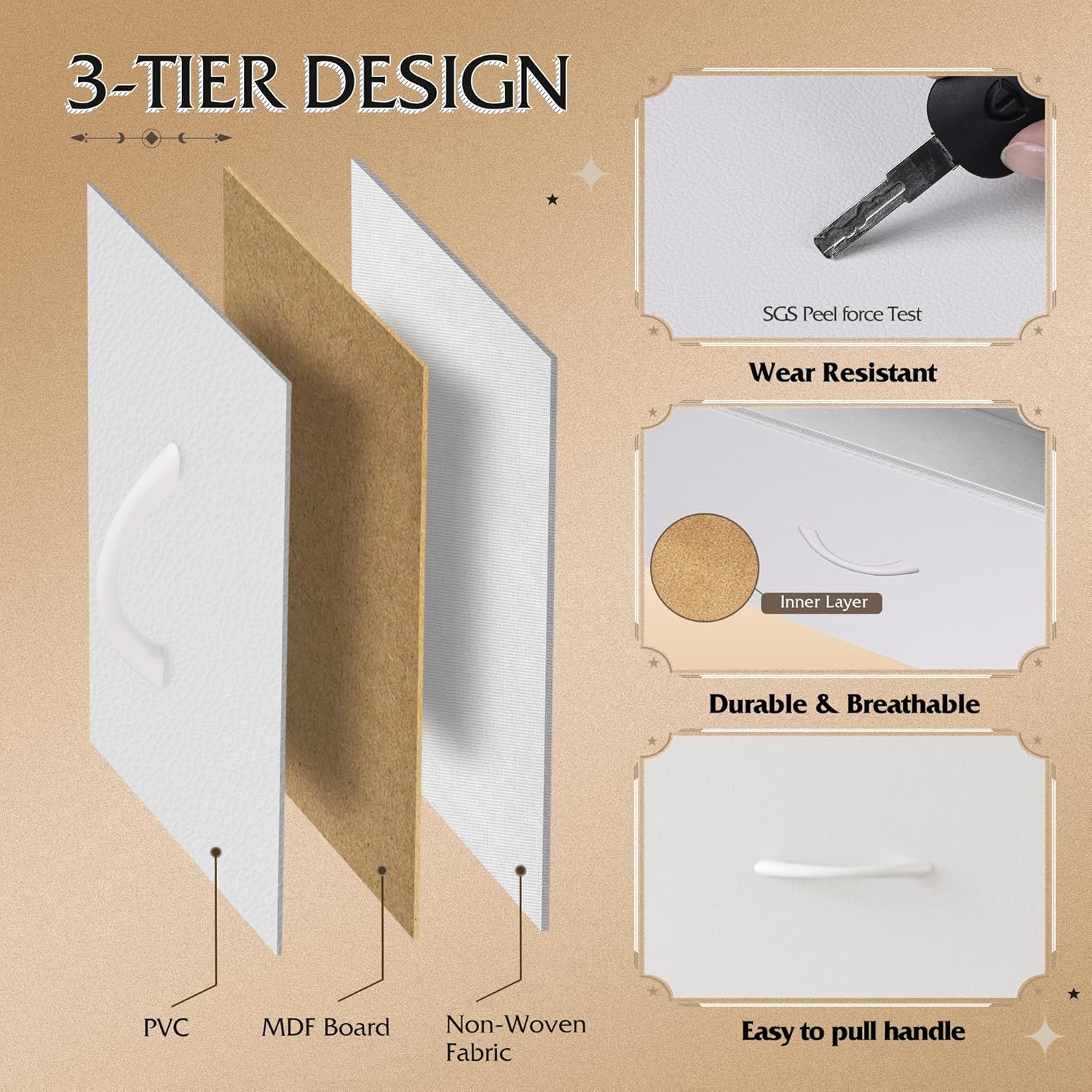 Thumbnail 5 de WLIVE Fabric Dresser for Bedroom: 8-Drawer Tall Dresser with Fabric Bins in White