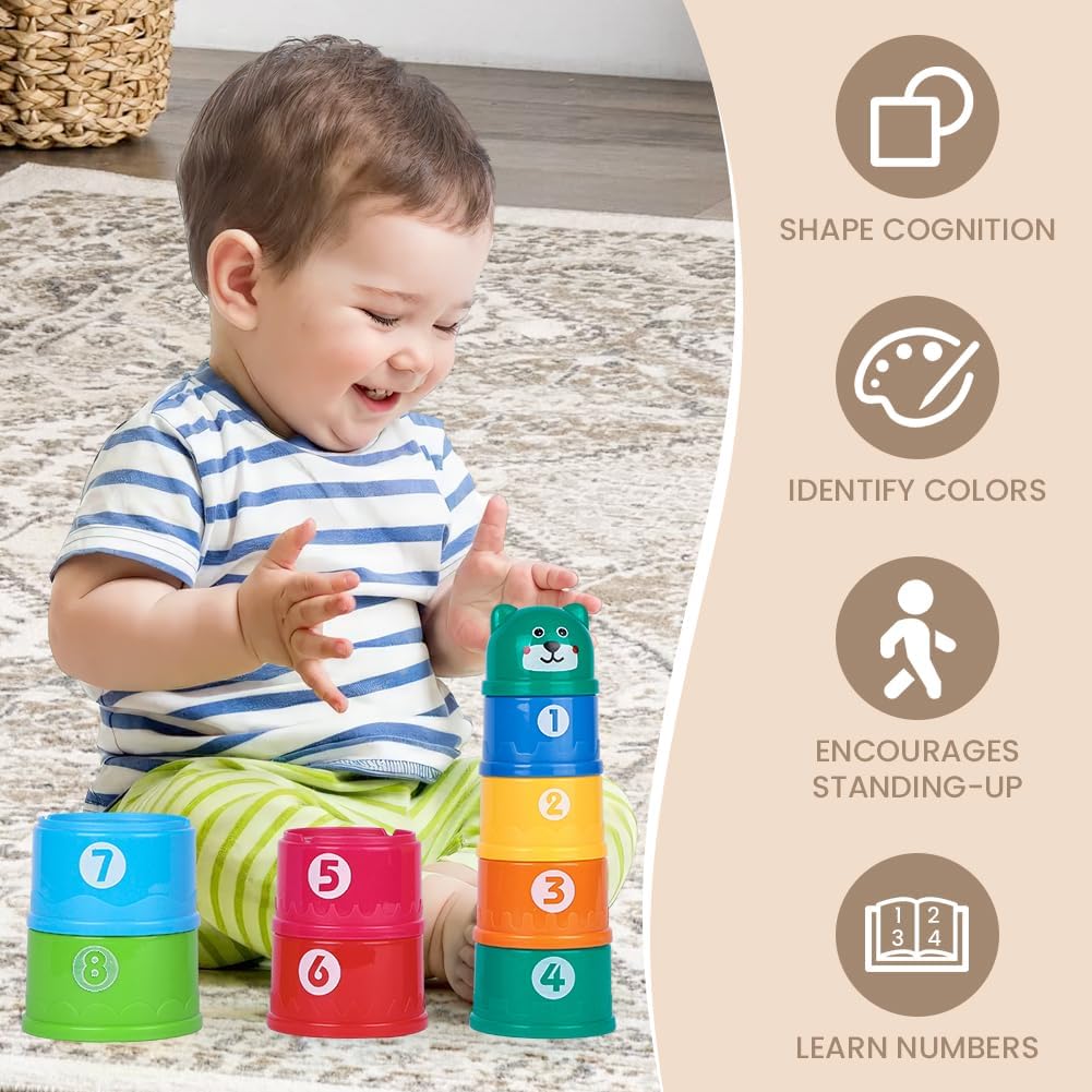 Detalle de HAGOT 9 pezzi di tazze impilabili per bambini (giocattoli educativi e per il bagno)