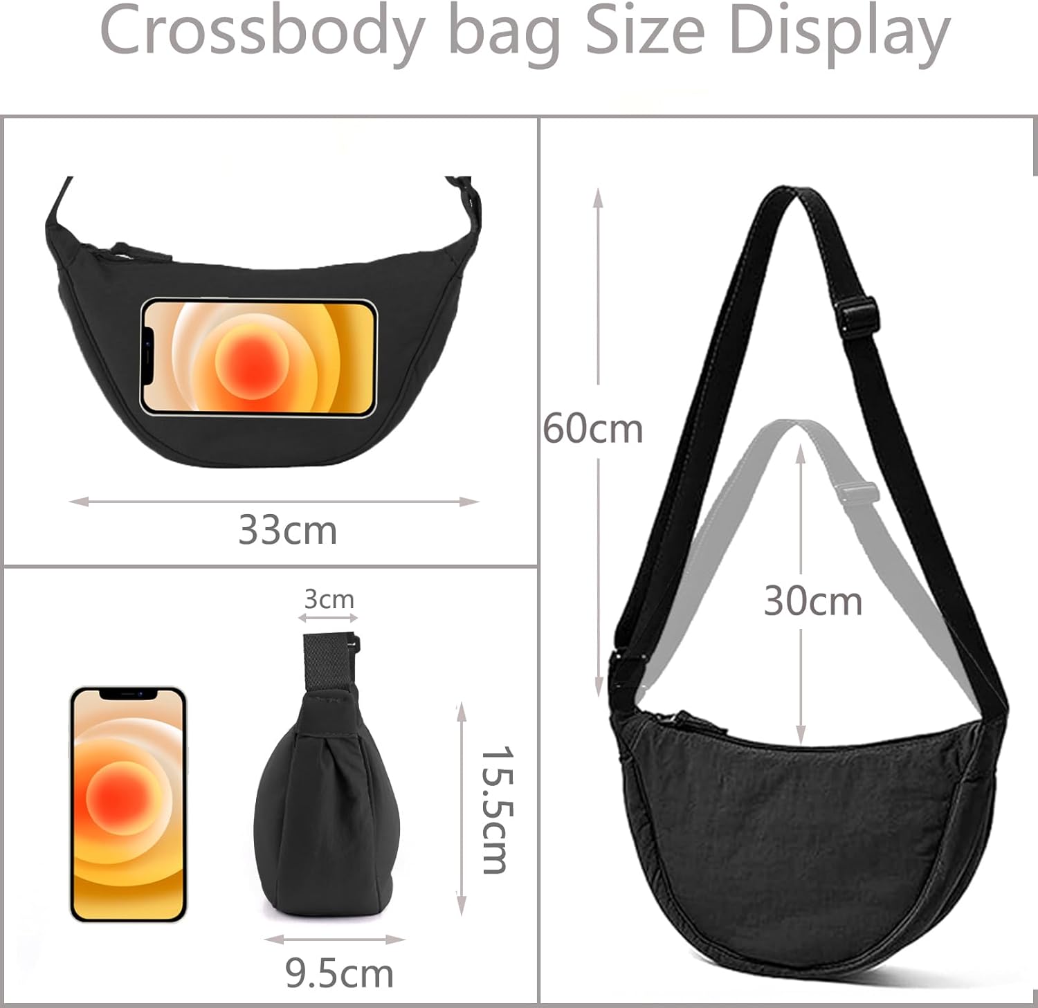 Thumbnail 5 de ANYWN Halbmond Crossbody Bag Damen – leichte, vielseitige Umhängetasche