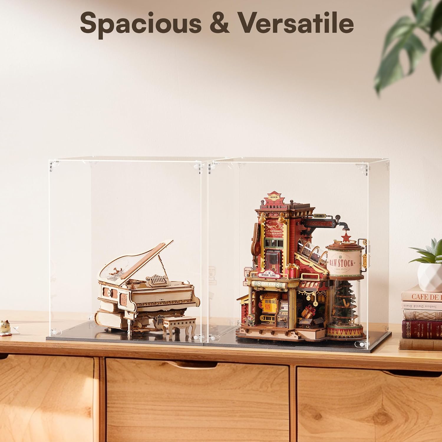 Thumbnail 3 de ROKR Acrylic Display Case 28.6x22.9x31.3cm: Universal, Dust-Proof Showcase for Model Sets, 3D Puzzles and Figures