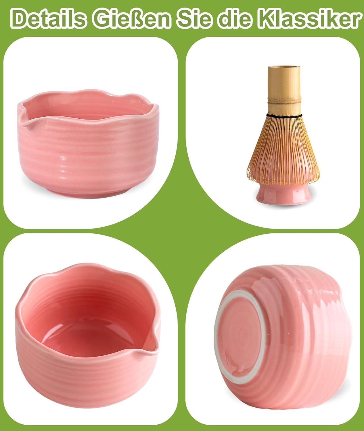 Thumbnail 5 de JBER Matcha Besen Set Pink 7-teilig – Keramikschale, Bambusbesen und Zubehör