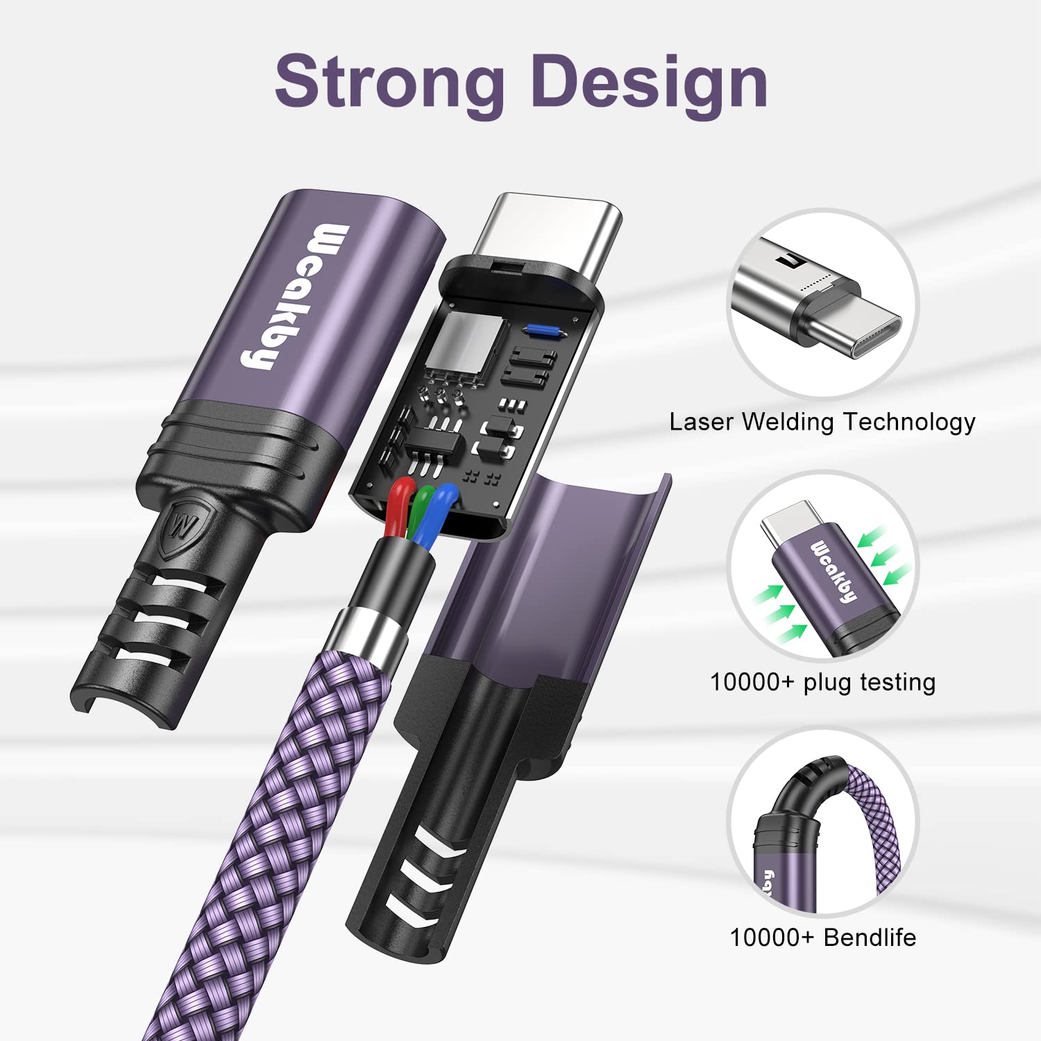 Thumbnail 3 de JMROY USB-C to USB-C Charger Cable 3 Pack (60W) – 1m + 1m + 2m fast charging & data cables