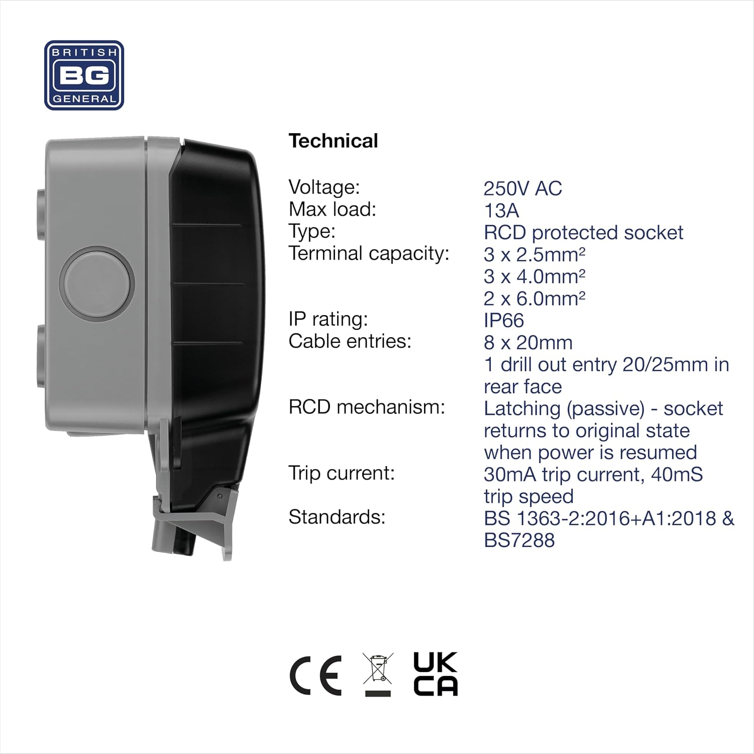 Thumbnail 3 de BG Electrical WP22RCD-01 Double Weatherproof Socket