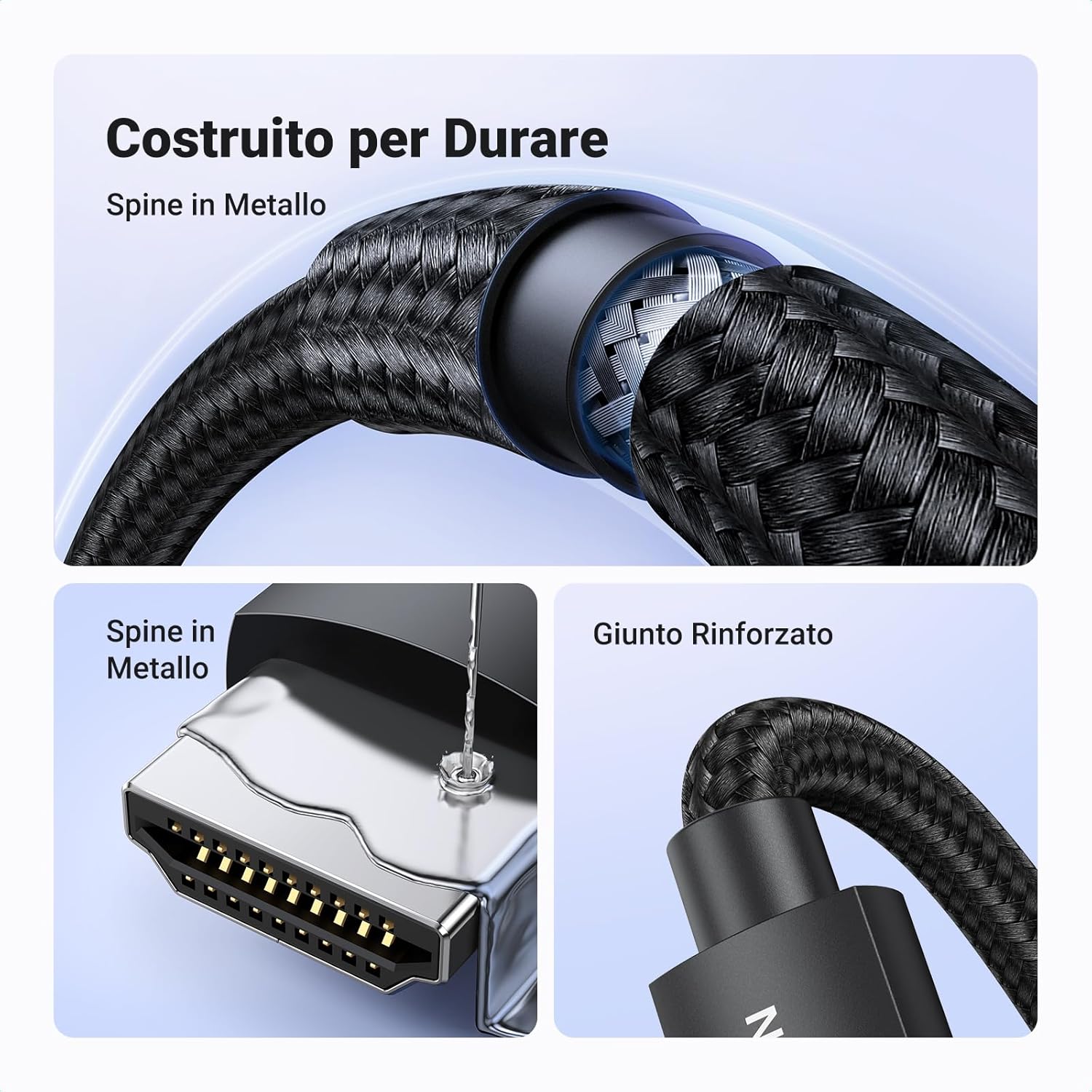 Thumbnail 6 de UGREEN Cavo HDMI 2.1 certificato 8K/10K 60Hz e 4K 120Hz, 48Gbps, eARC, 1 m (nylon intrecciato)