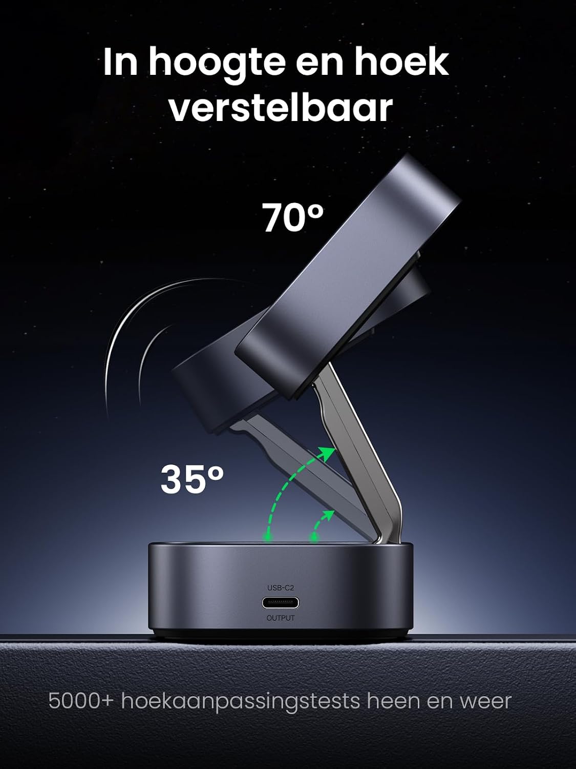 Detalle 2 de UGREEN MagFlow 2-in-1 magnetisch iPhone-laadstation, opvouwbaar, 7,5 W