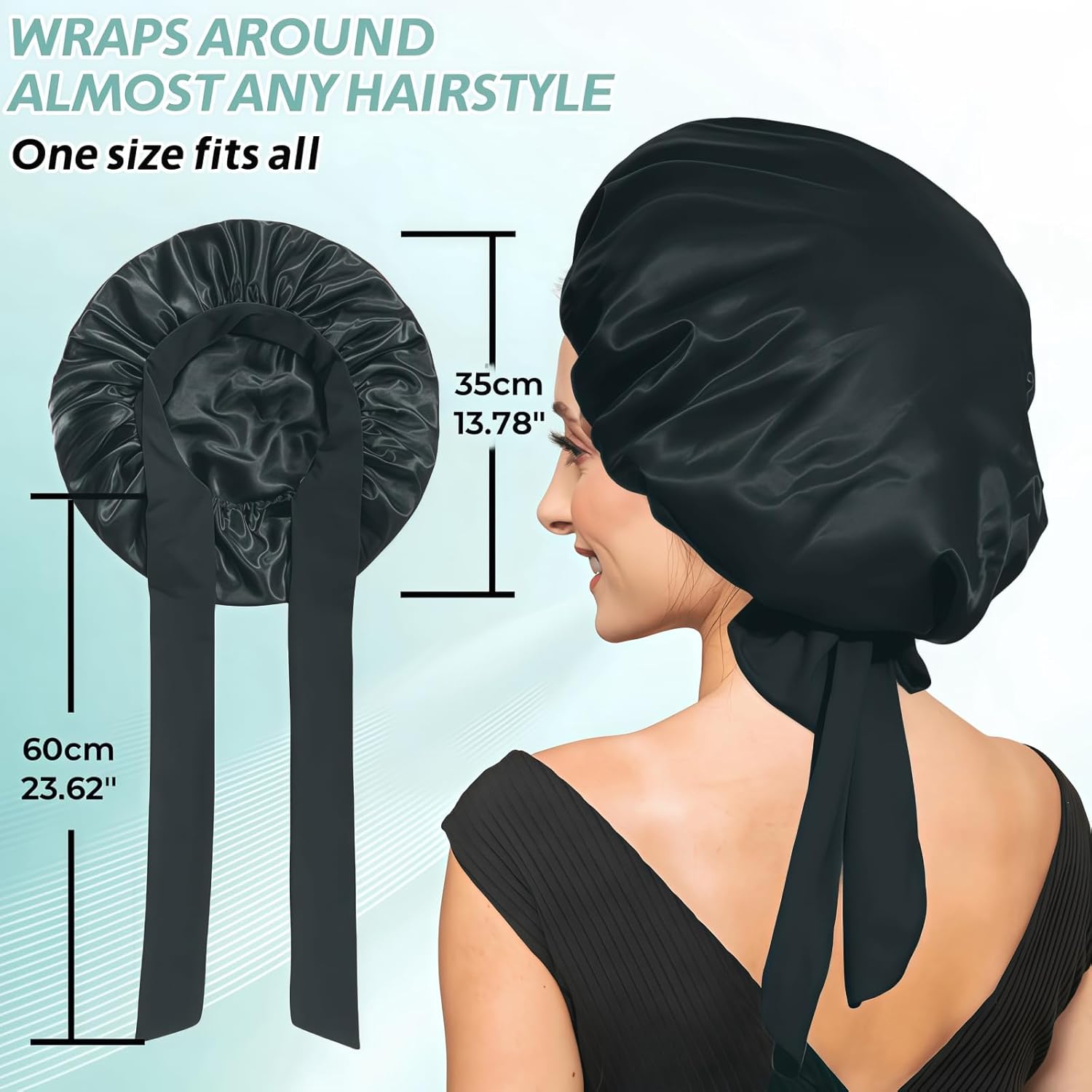 Thumbnail 6 de VECIIR Silk Bonnet for Sleeping Women – Adjustable Satin Hair Wrap for Frizeless Curl Care