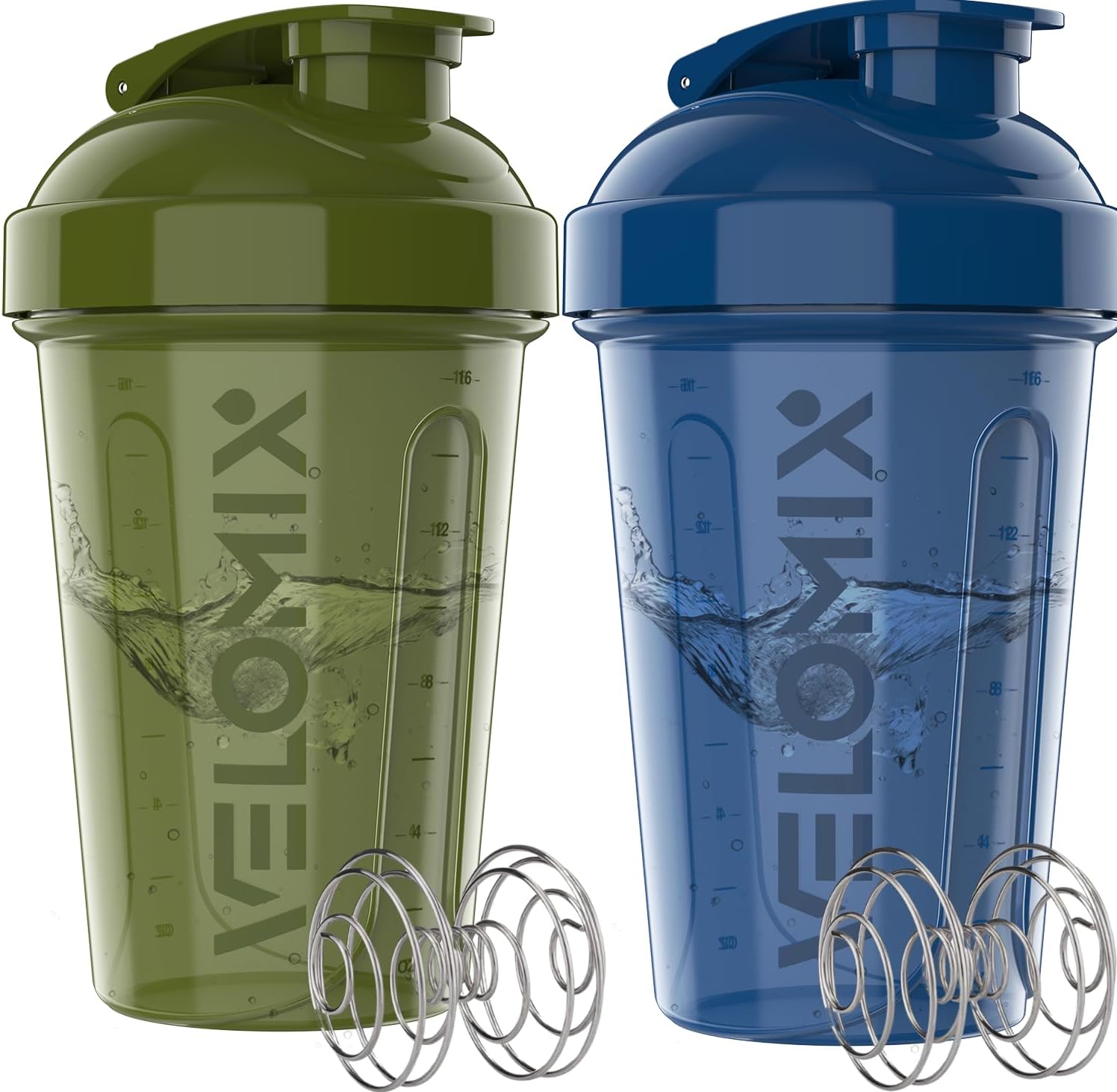Thumbnail 6 de VELOMIX 2-Pack 20 oz Protein Shaker Bottles with Wire Whisk — Leak-Proof, Portable, Distinct Color Options