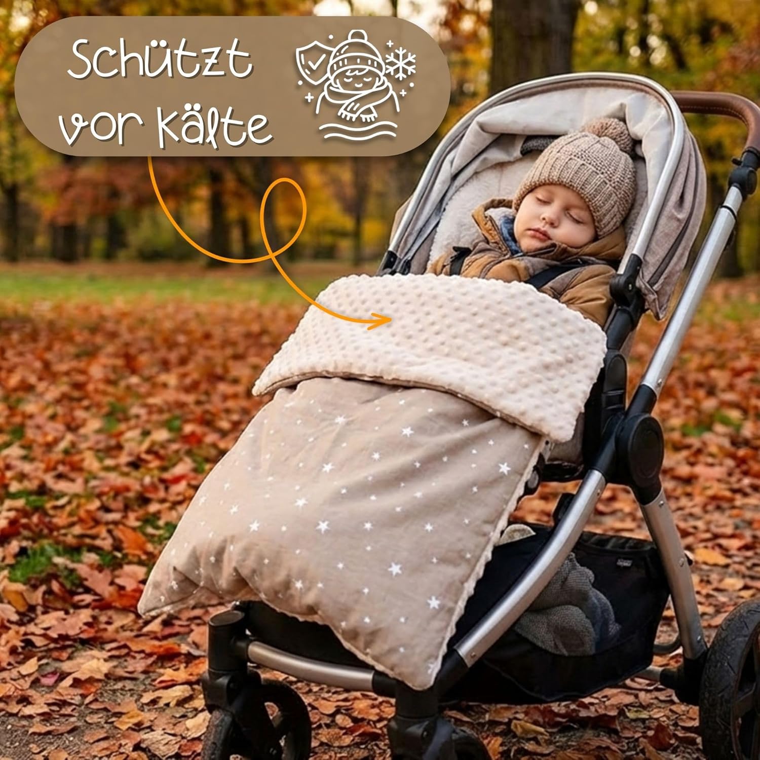 Detalle de Babydecke/Kuscheldecke 75x100 cm mit Plüschstoff – Winterdecke für Kinderwagen & Babybett