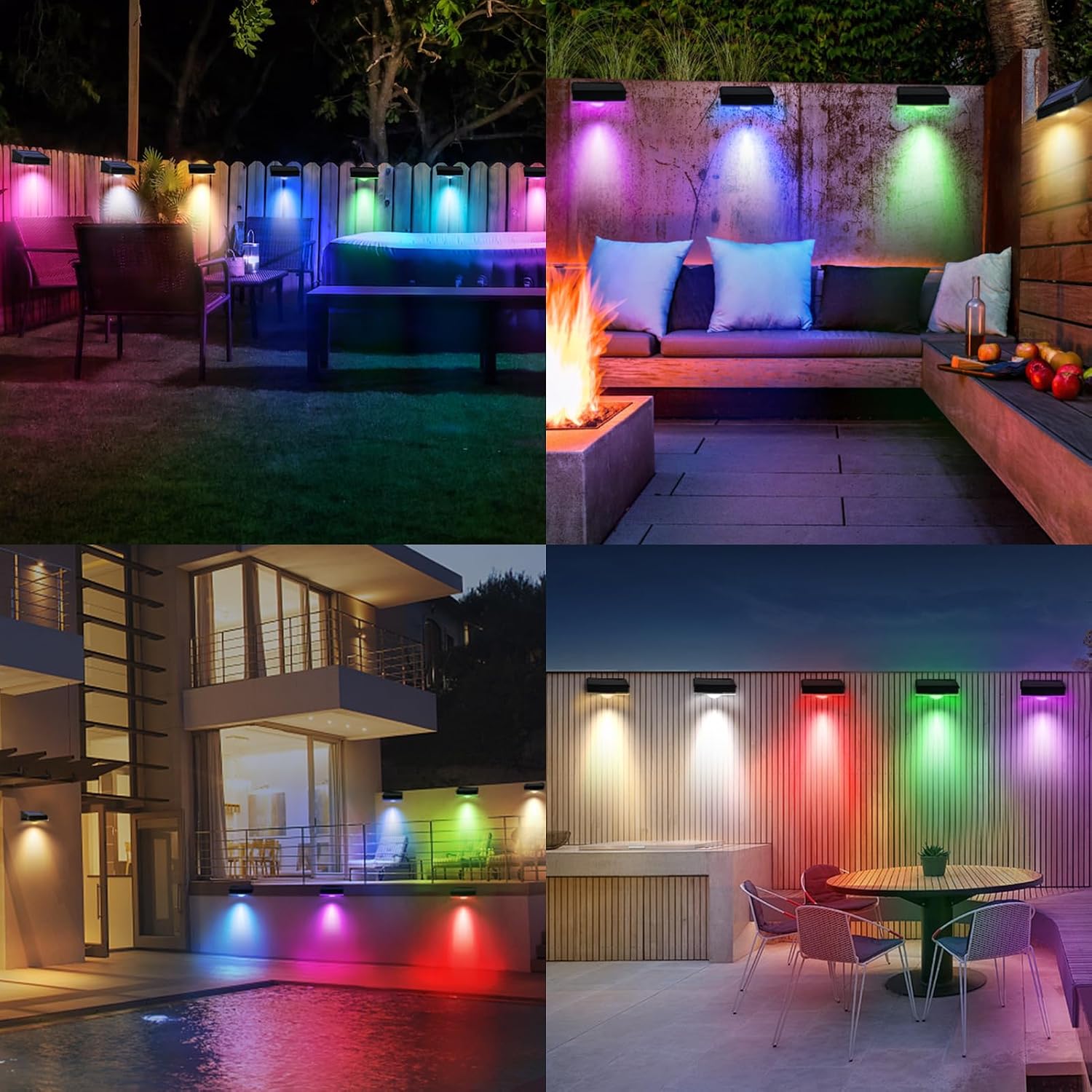 Detalle 2 de Echosari solar fence lights RGB, 8 pack