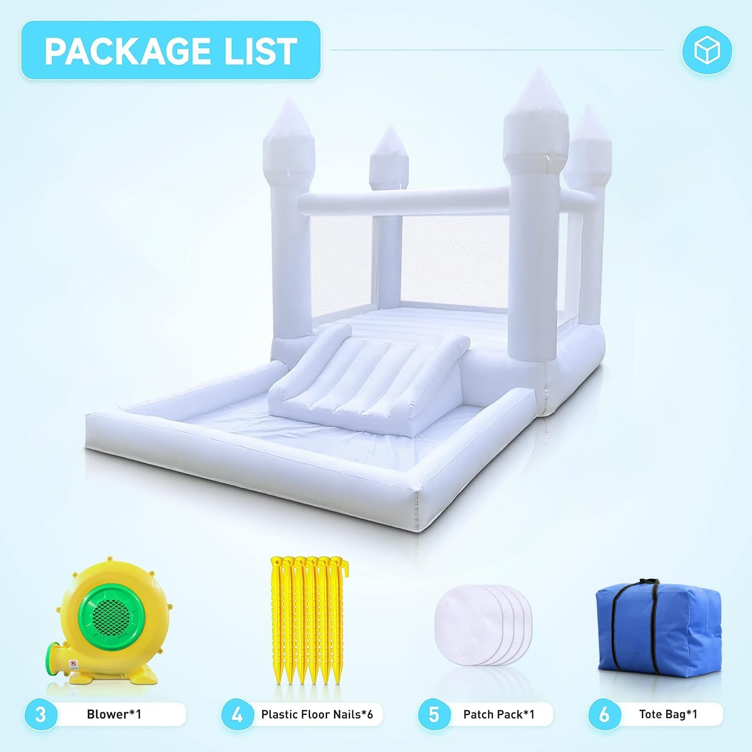 Detalle 2 de Inflatable White Bounce House 13' L 🎪